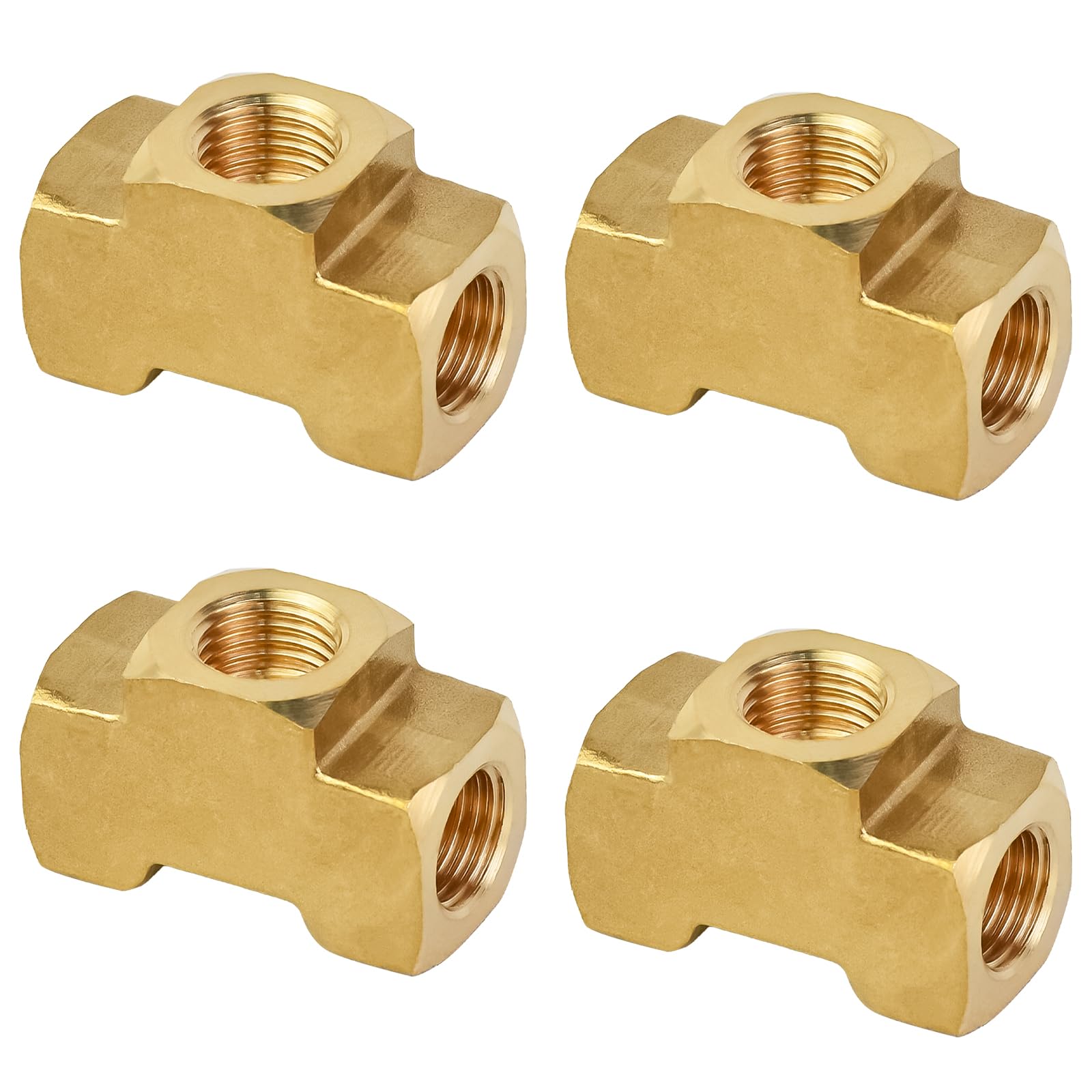 Adrinfly 3/16 Brake Line Tee Fitting Kit 4 Pieces Brass 3 Way Inverted ...