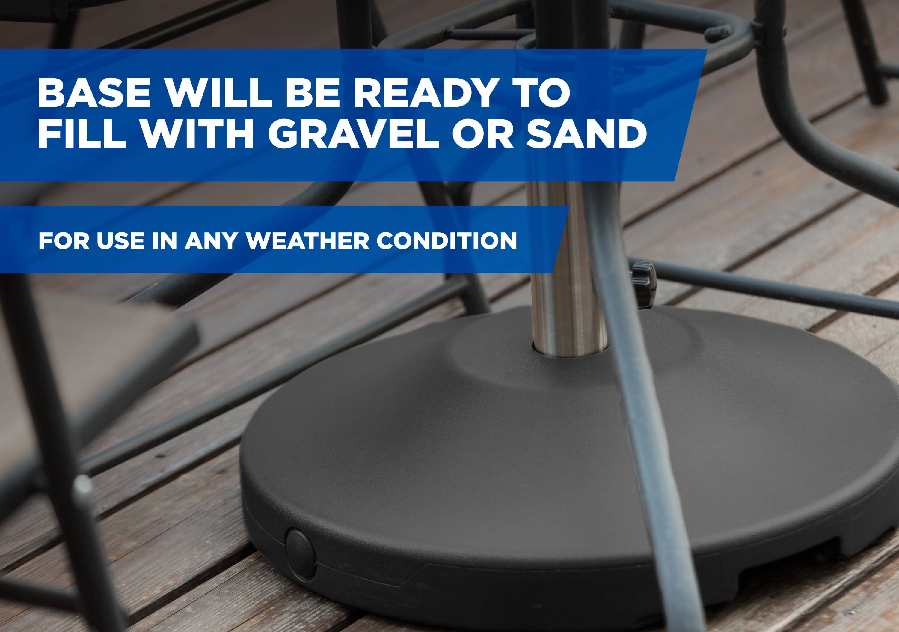Black Metal Rolling Free-Standing Umbrella Base