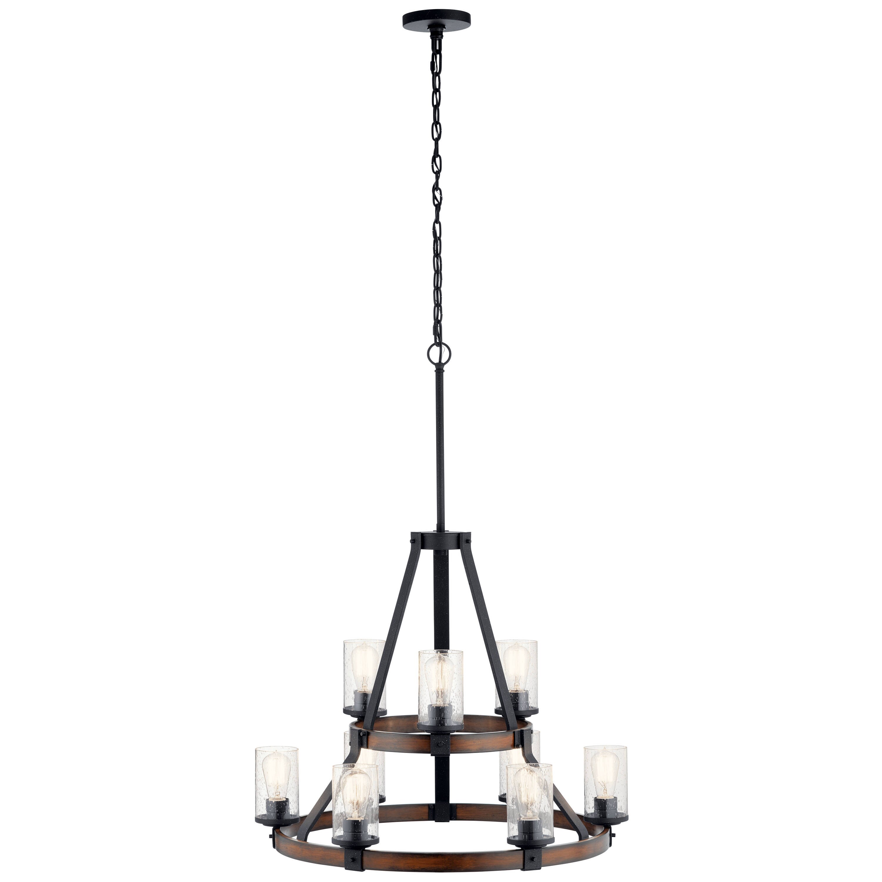 Kichler Barrington 9-Light Distressed Black Rustic Dry rated Chandelier