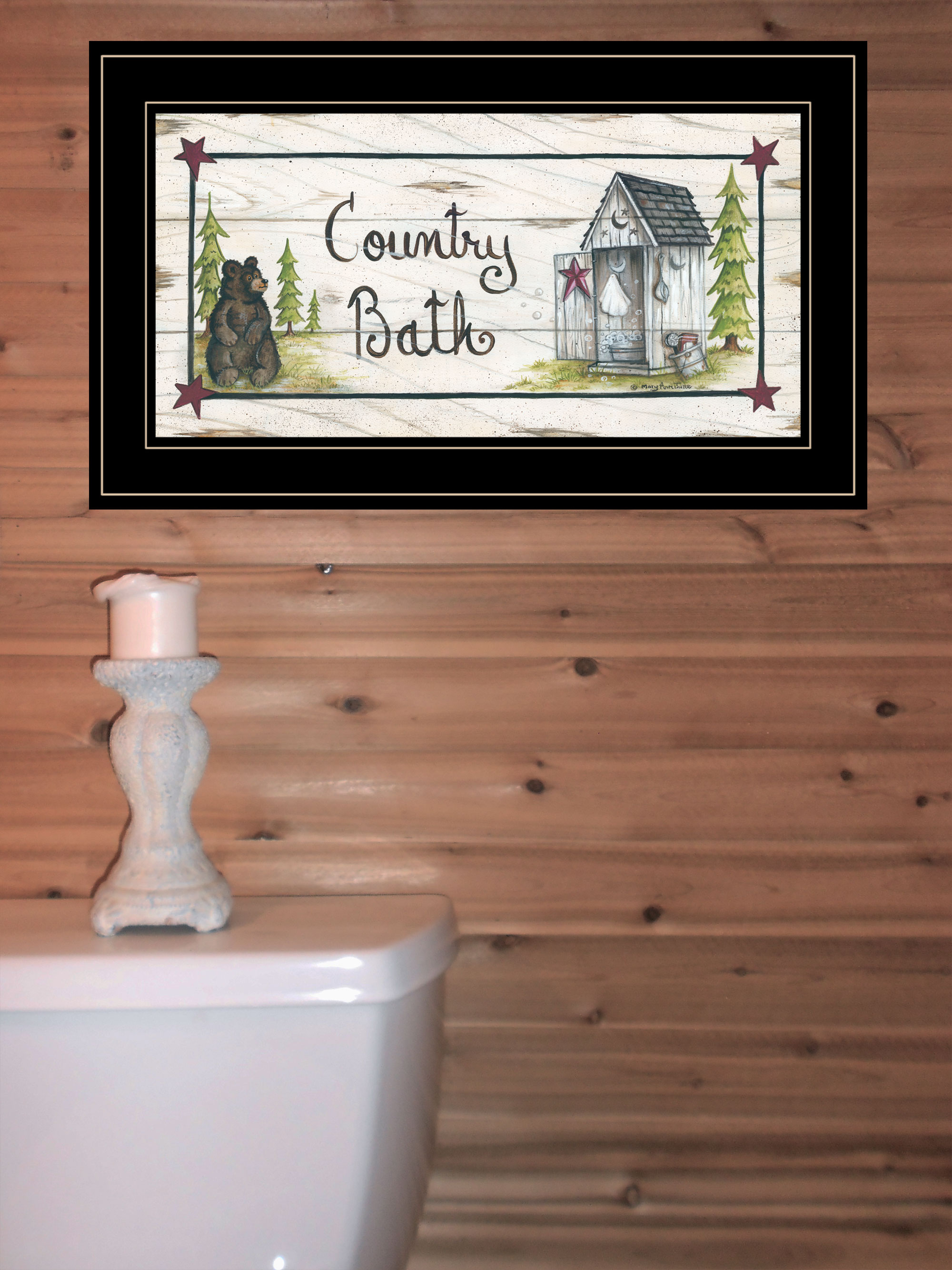 HyperDrop Cart Black Engineered Wood Framed Country Bath Wall Art ...