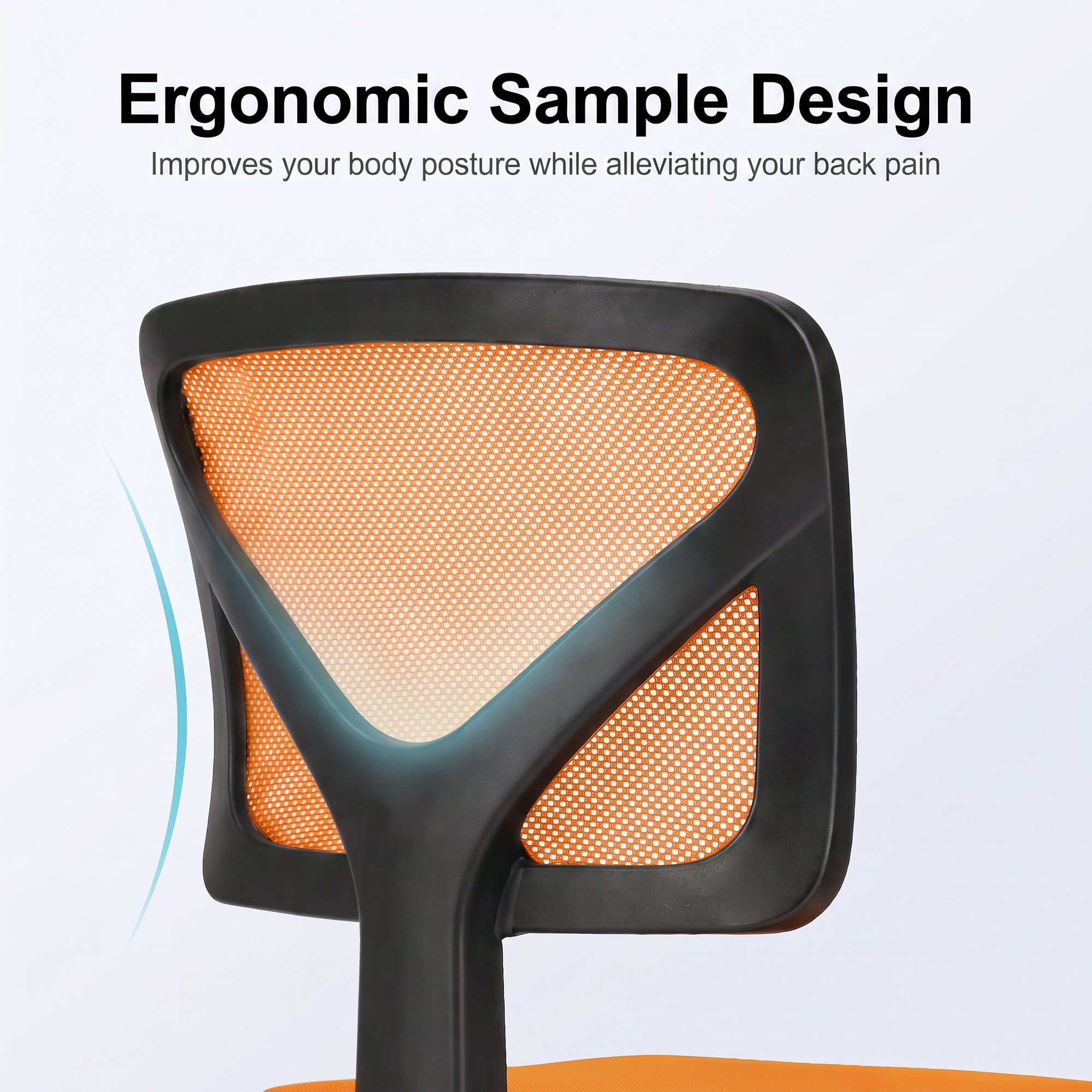 Vynxaria Orange Mesh Armless Task Office Chair with Lumbar Support and ...