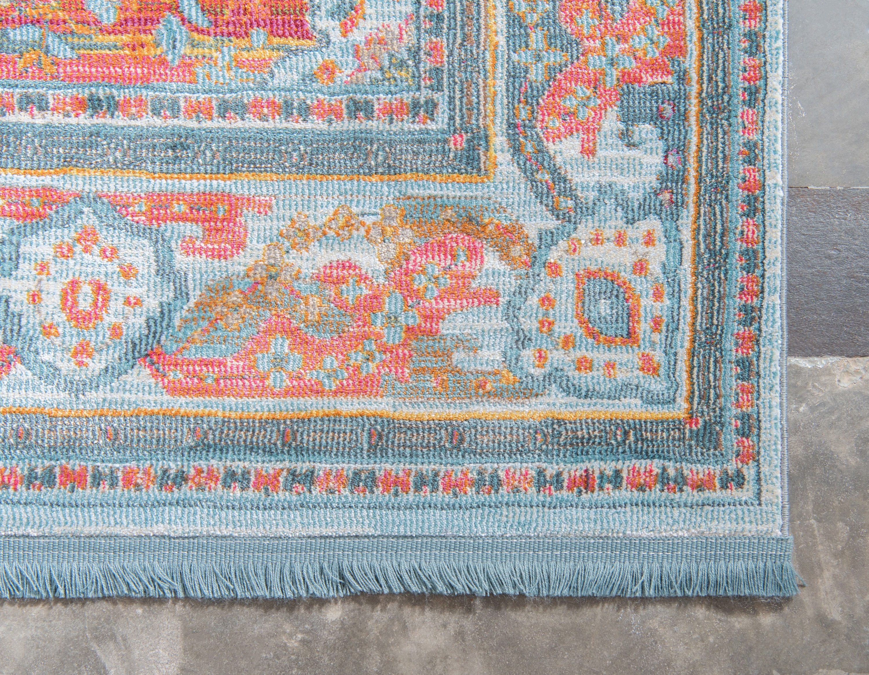 Reversible Easy-Care Synthetic Rug in Light Blue, 2' 2" x 3' 1"