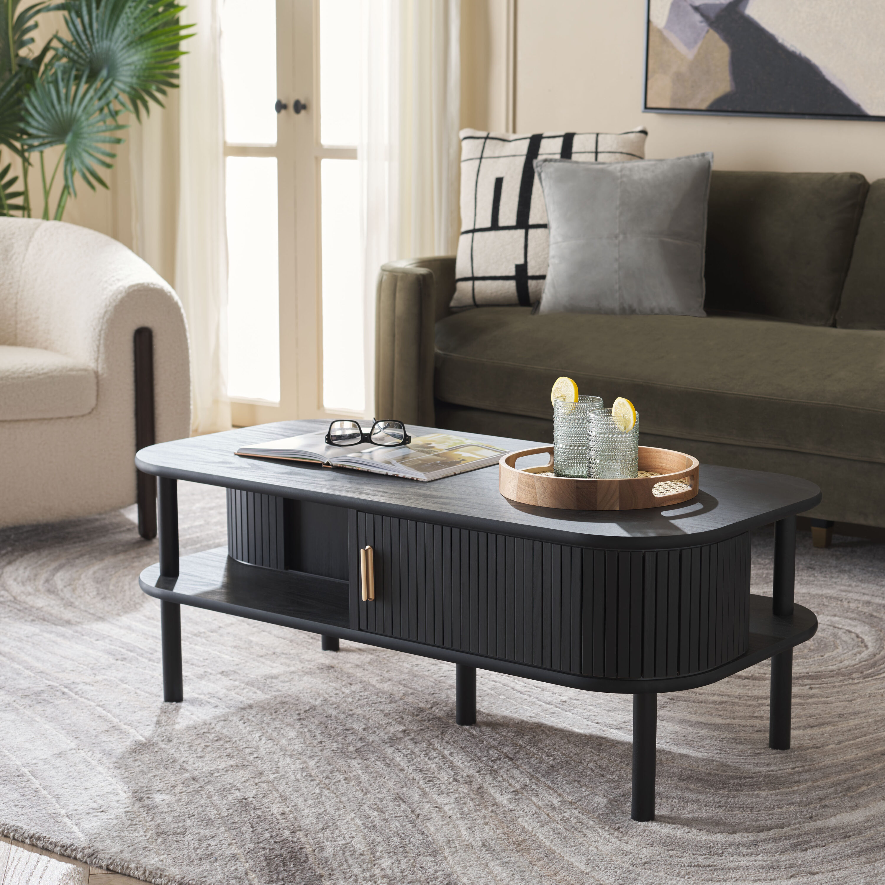 Safavieh COF9606B Tealla Paper Laminate MDF Modern Coffee Table with Storage