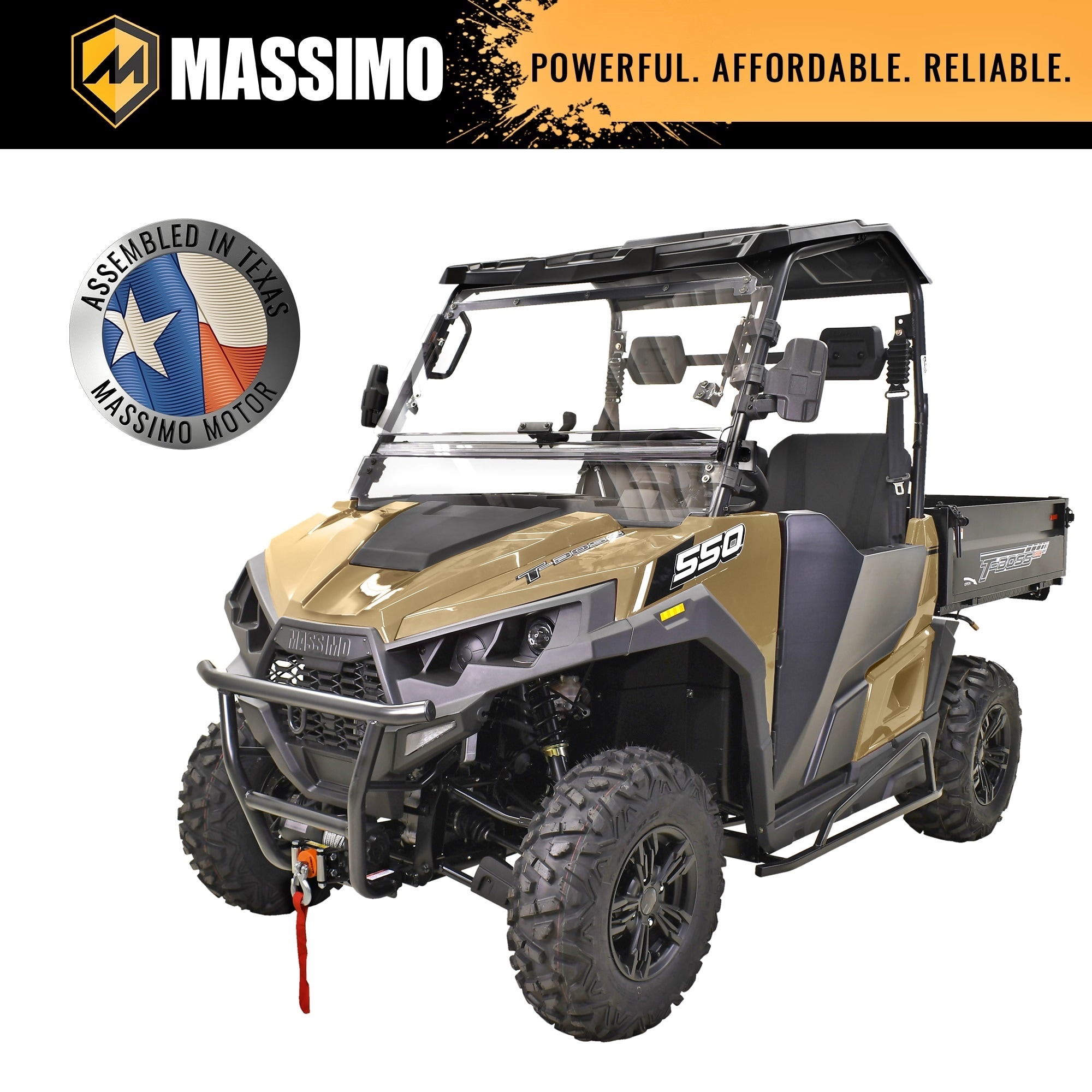 Massimo U100550512 T-Boss 550F 493cc 4WD Gas UTV with Dump Bed Quicksand