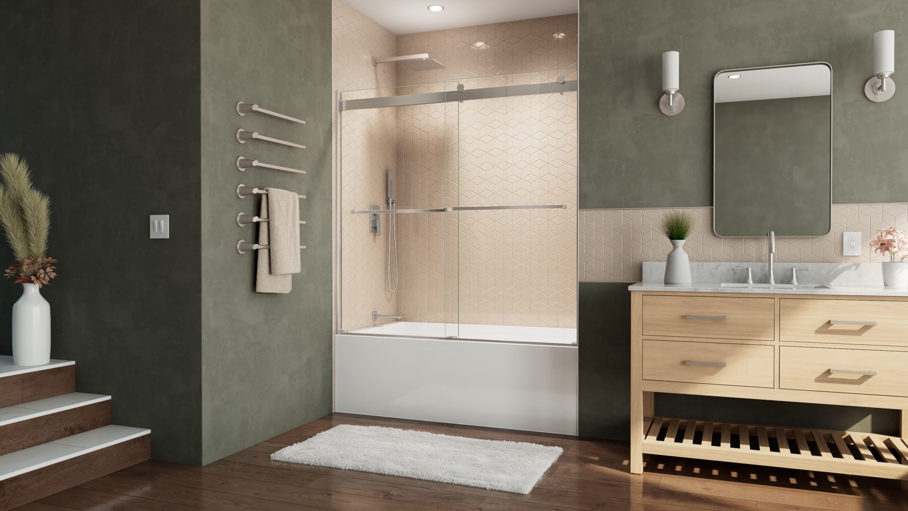 Essence 56-60" Frameless Brushed Nickel Tub Door with ClearMax™