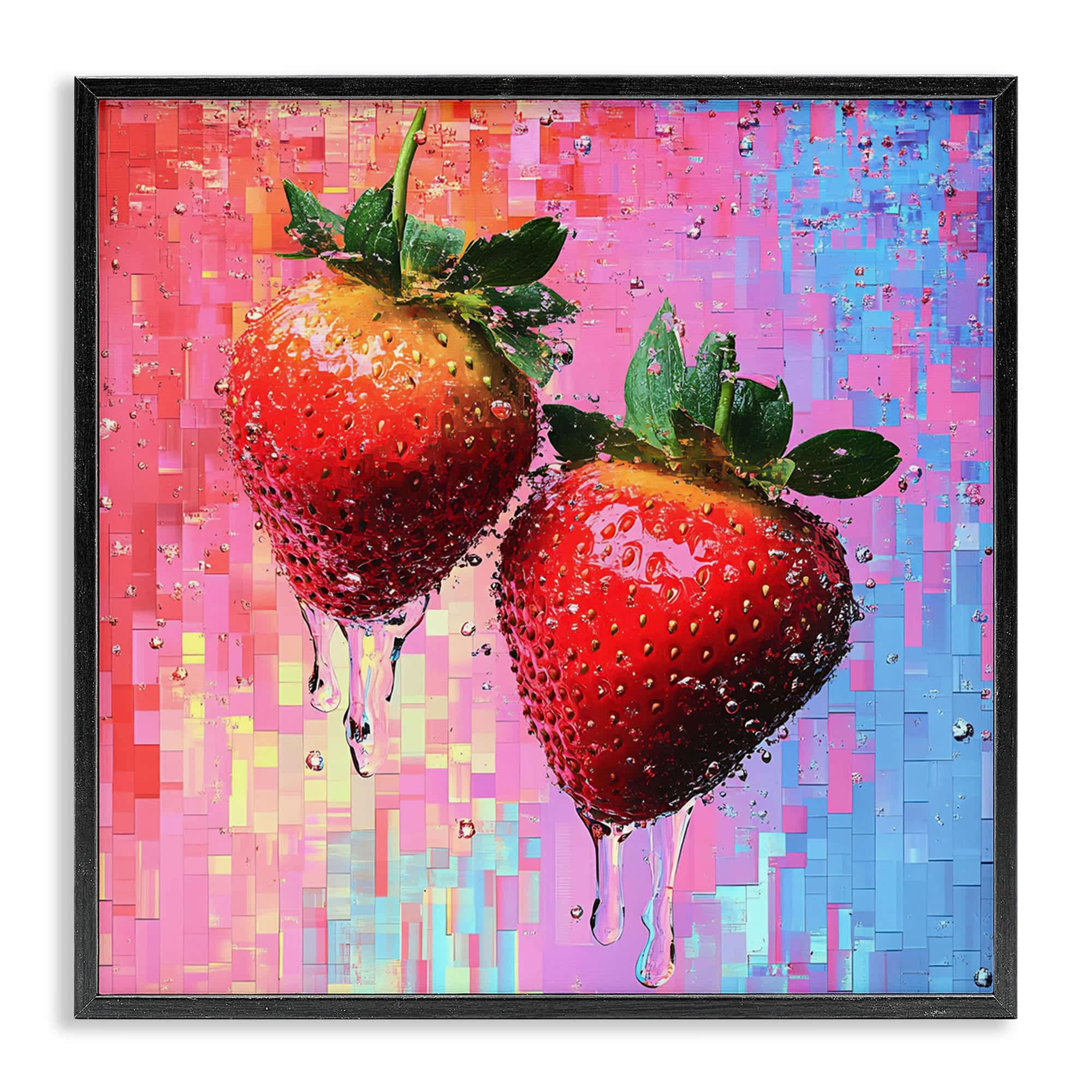 Stupell Industries BT-642-FR-24X24 Lush Strawberries with Water Drip Black Framed Giclee Art By LSR Creative Studio 24 x 24