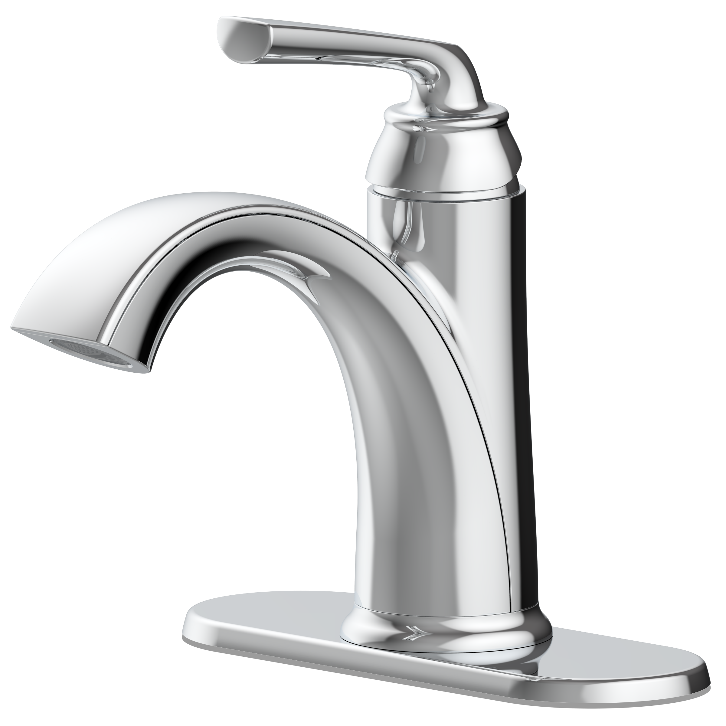 allen + roth 67955W-6001 Polished Chrome Single hole 1-Handle WaterSense Bathroom Sink Faucet with Drain and Deck Plate