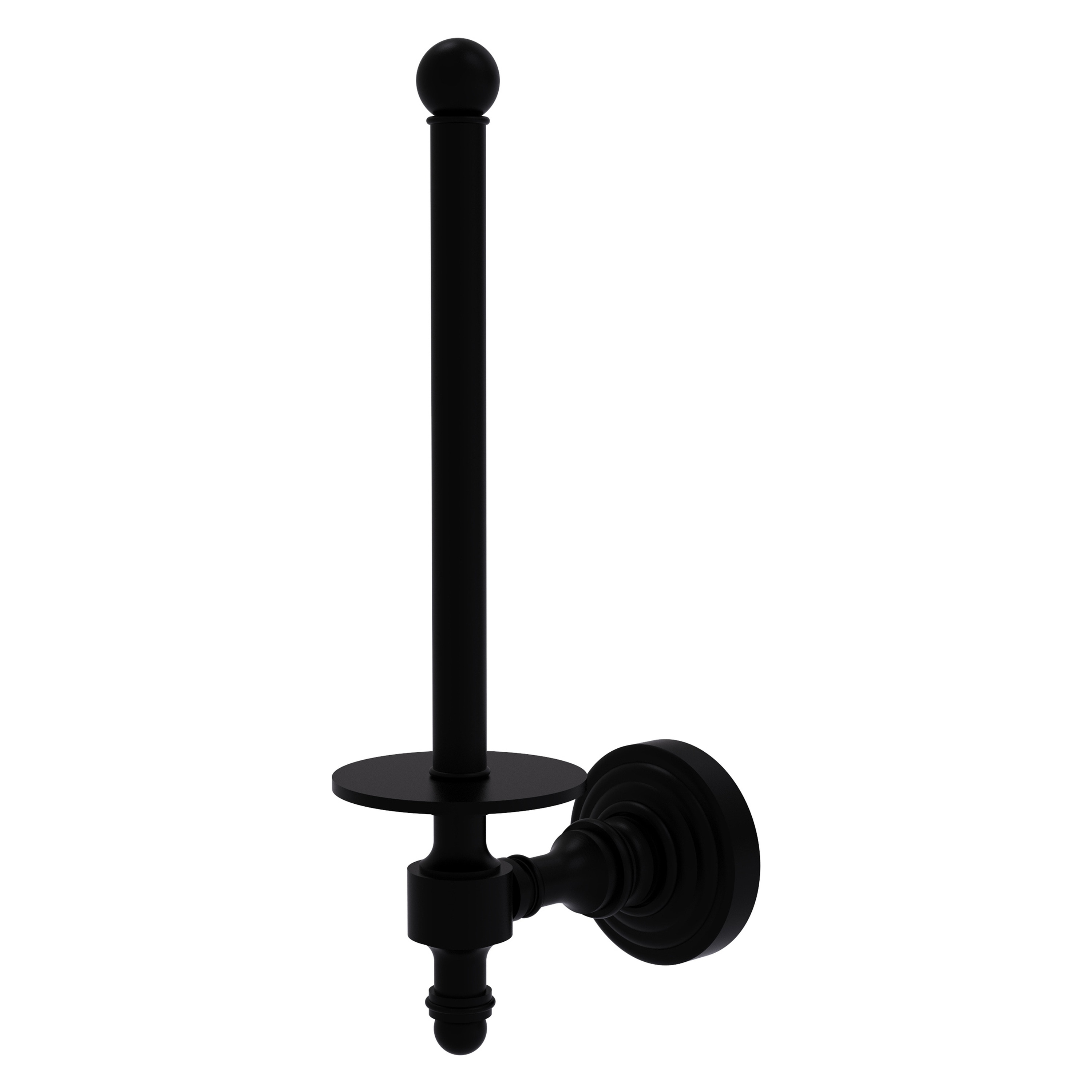 Allied Brass RW-24U-BKM Retro Wave Matte Black Wall mount Single post Toilet Paper Holder 1 -Rolls with Storage