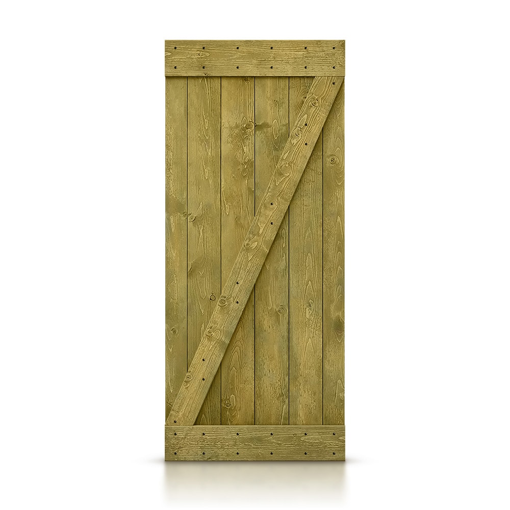 CALHOME DOOR-ASM-B42DG 42-in x 84-in Jungle green Z-frame Pine Wood Solid core Single Barn Door (Hardware Not Included)