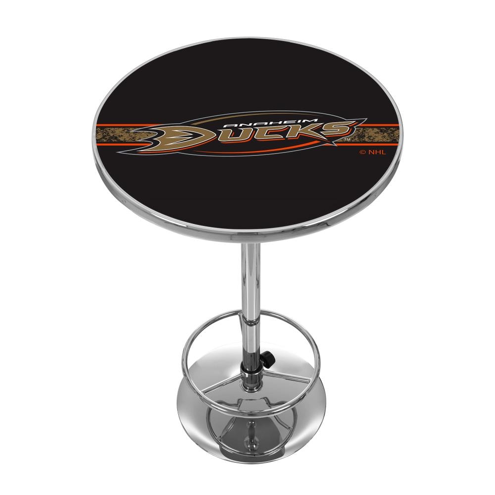 Trademark Gameroom NHL2000-AD2 Anaheim Ducks Pub Tables Chrome Round Traditional Bar Table, Composite with Metal Pedestal Base 27.375-in L x 42-in H