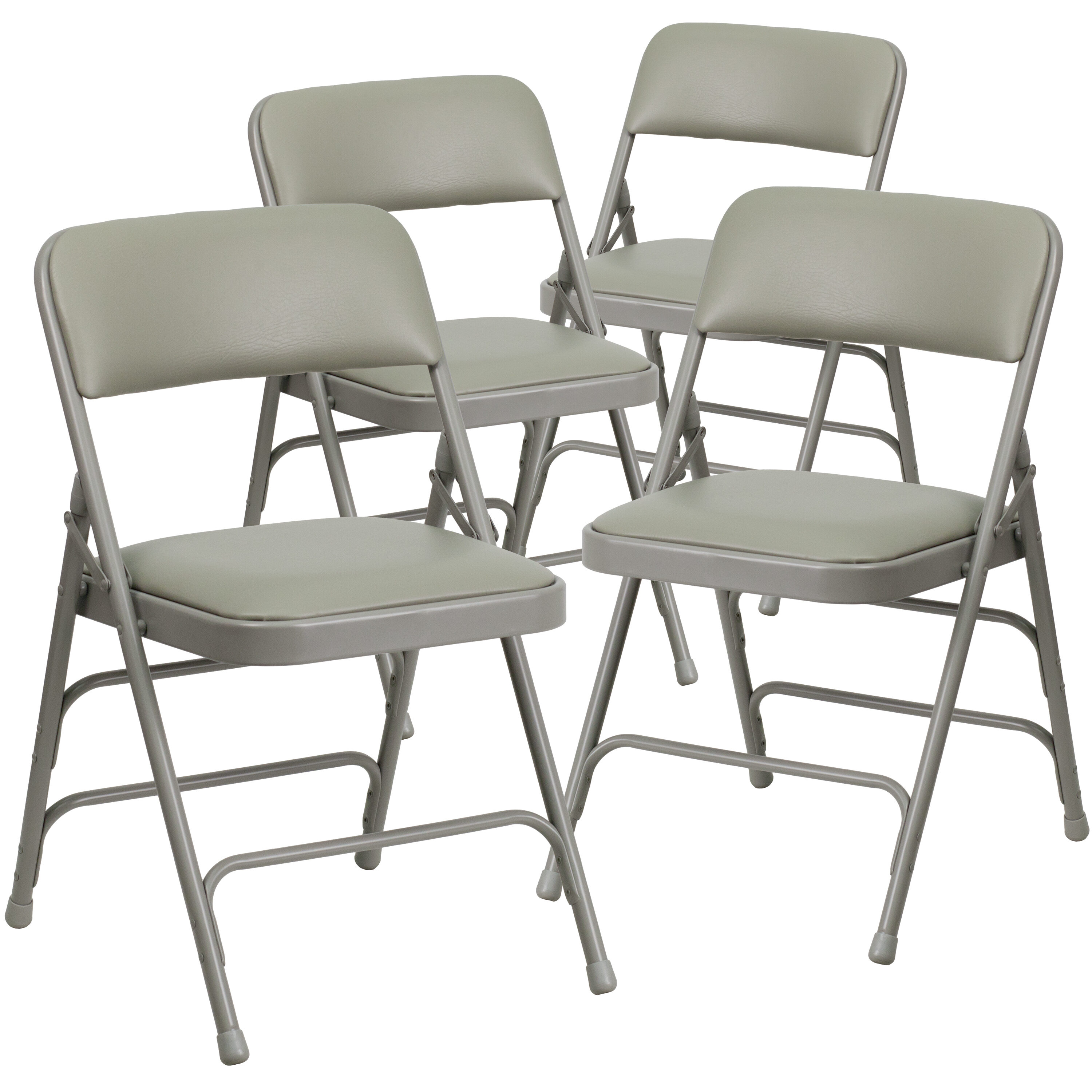 Flash Furniture 812581014990 4 -Pack Gray Vinyl/Gray Frame Commercial/Residential Standard Folding Chair with Upholstered Seat ( Indoor )
