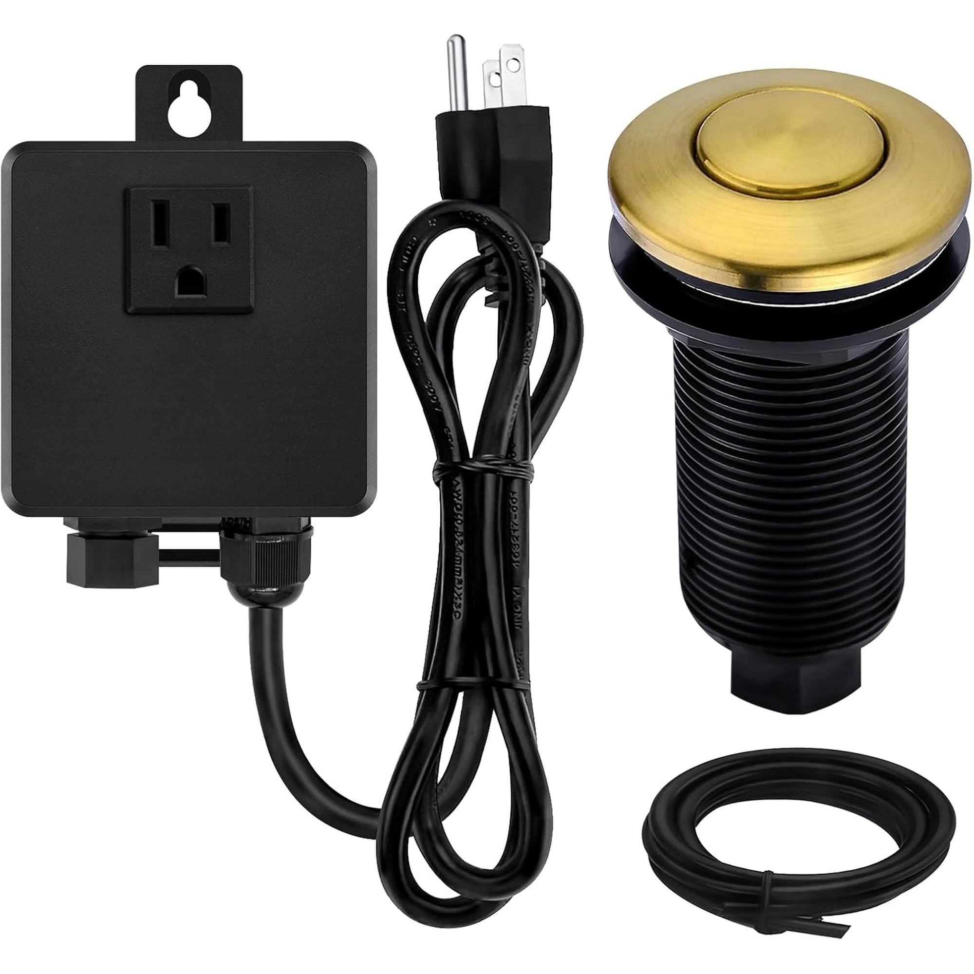 Numhew - 3.58in XL 1-Button Brushed-Nickel Champagne Bronze Garbage Disposal SinkTop Air Switch Kit