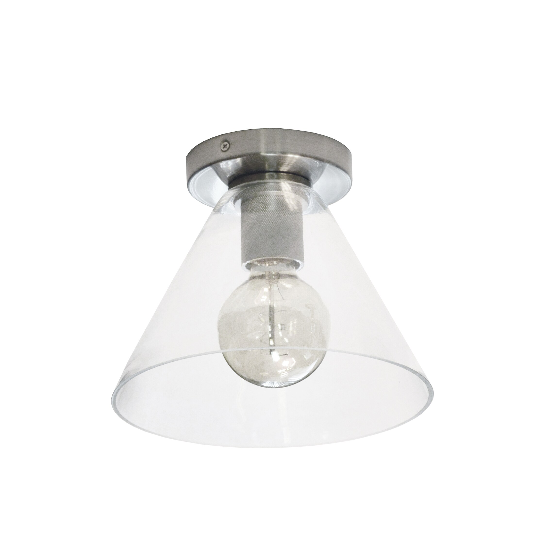 Dainolite RSW-91FH-SC-CLR Roswell 1-Light 9-in Satin Chrome Flush Mount Light