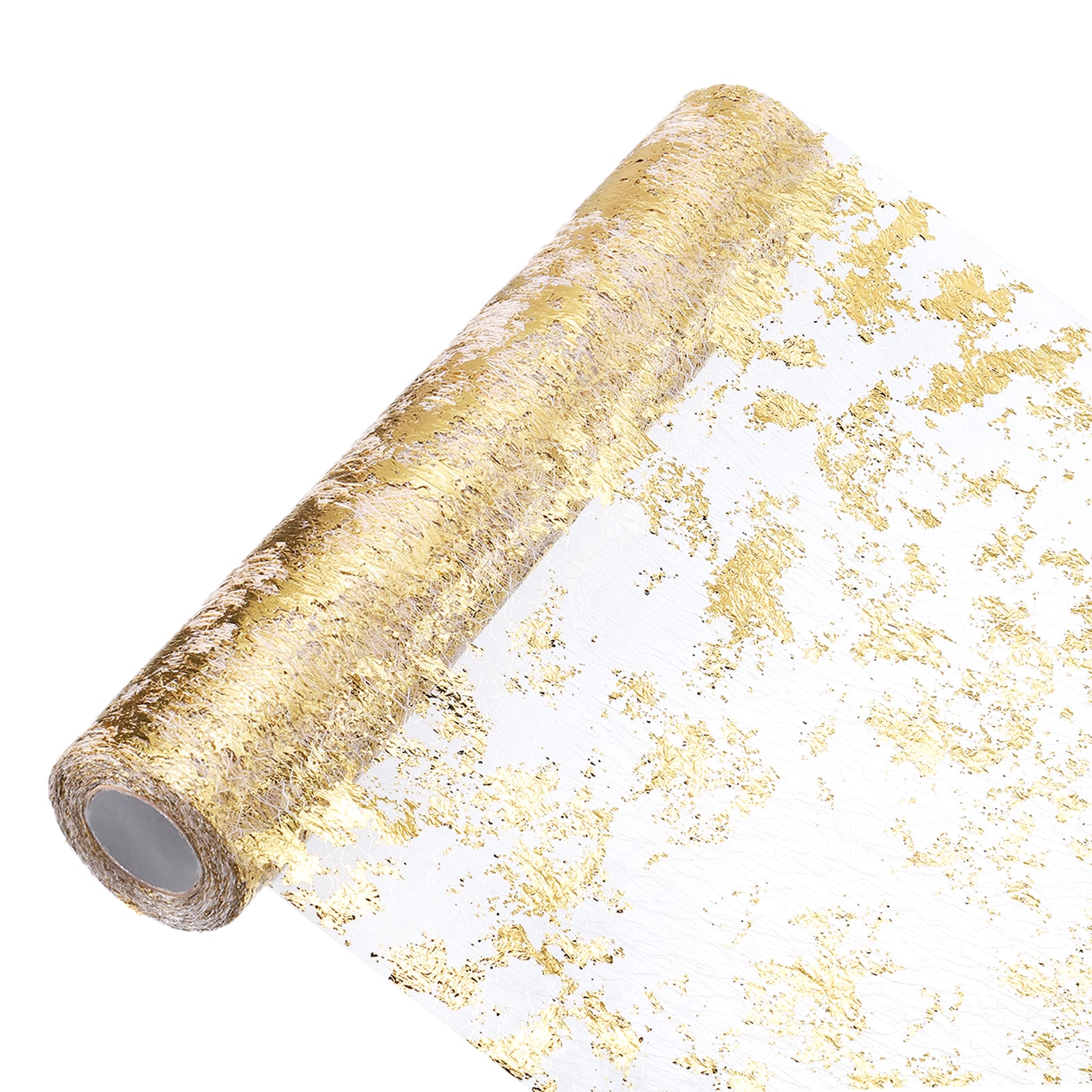 Unique Bargains Gold Table Runner 11 x 360 Inch Metallic Foil Thin Mesh Table Runner Roll for Event Party Birthday Party Weddings Christmas New Year #S25120400UX2431