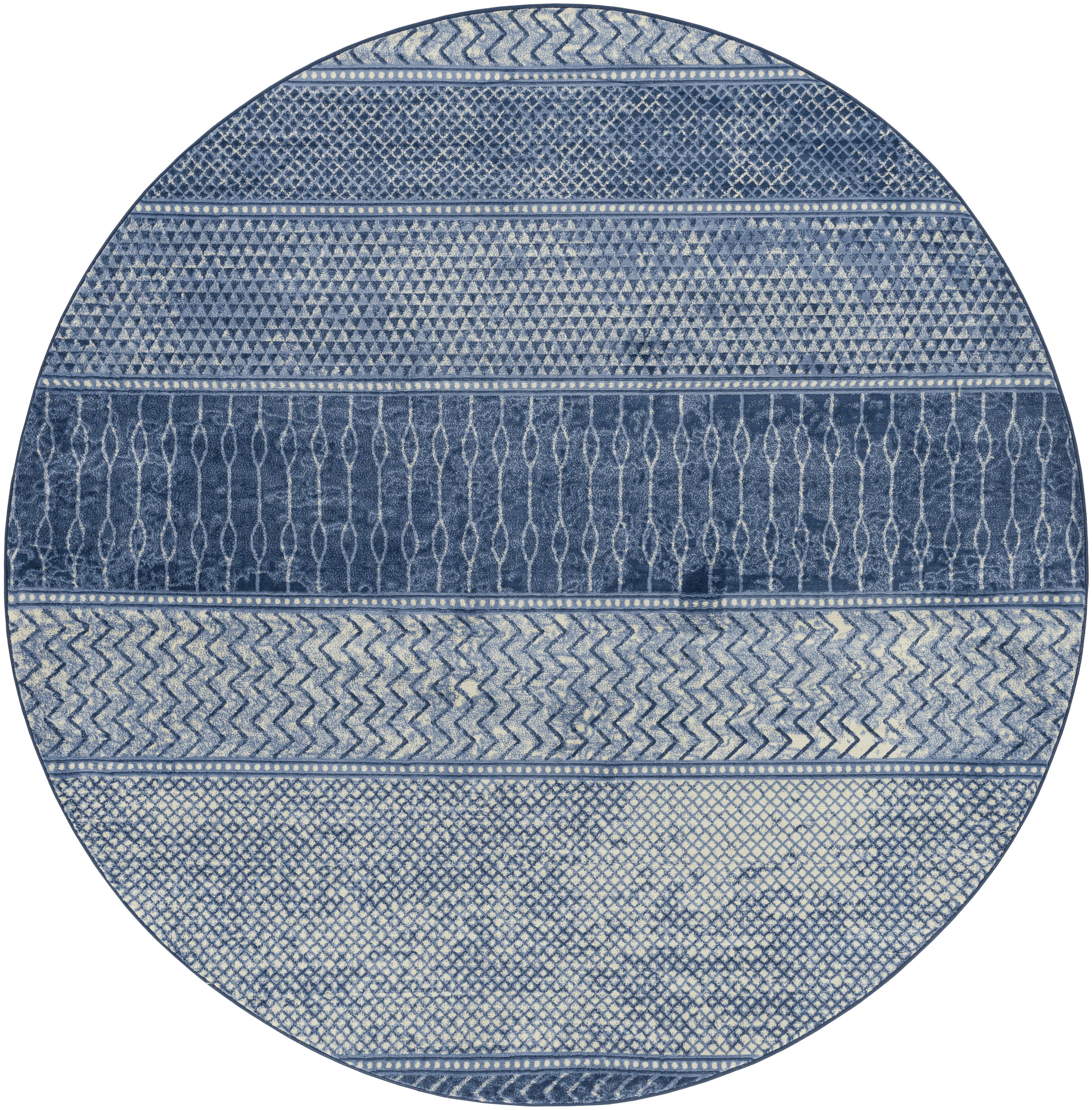 Safavieh Retro Elan 8 X 8 (ft) Light Blue/Blue Round Indoor Ombre Area Rug