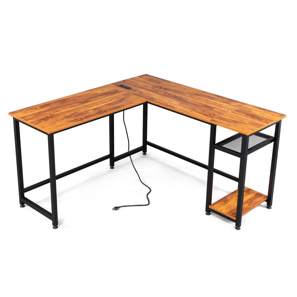 Winado LO1G52003778 55.11-in Brown Modern/Contemporary L-shaped desk
