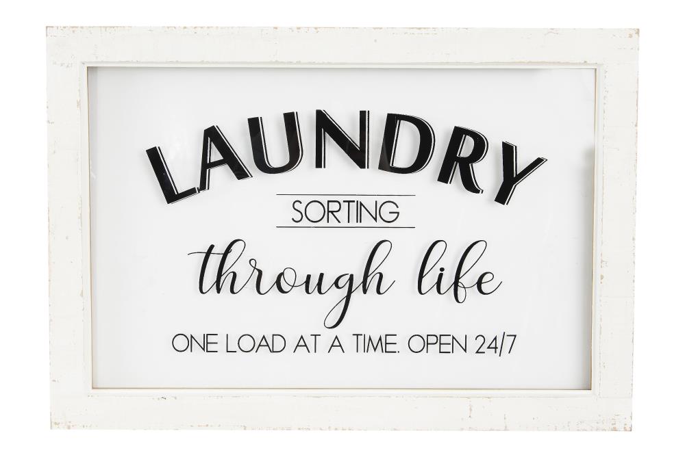 STORIED home EC0310 20-in W x 14-in H Wood Laundry Sign Wall Decor Country Wall Accent
