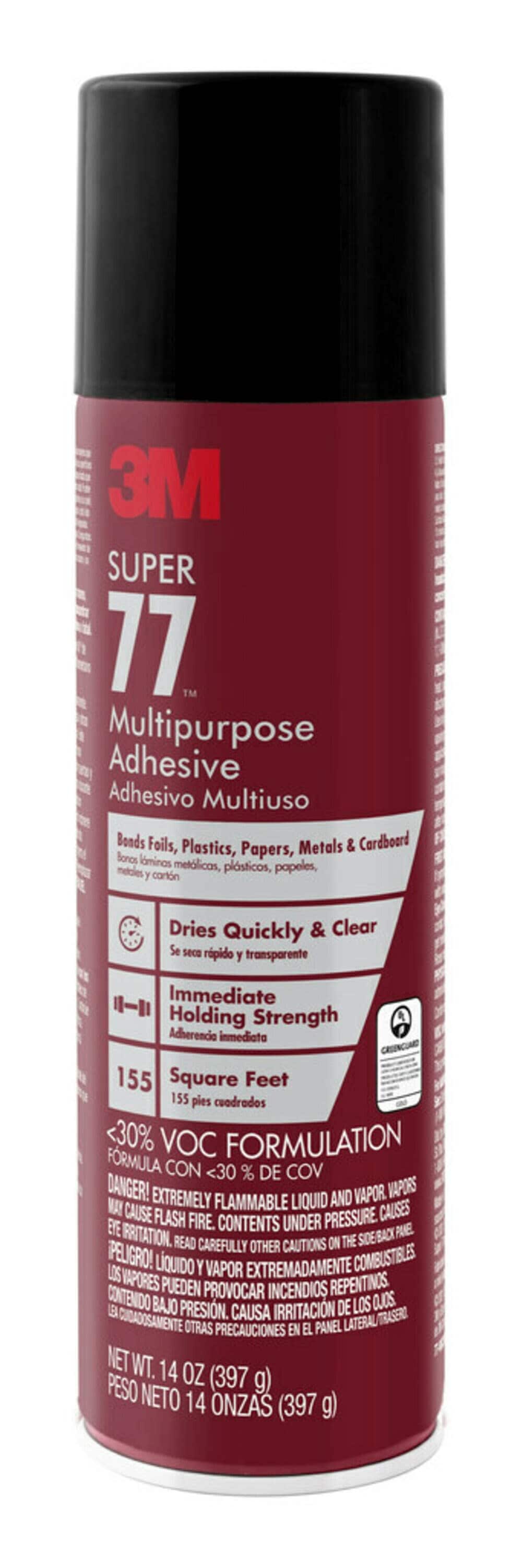3M™ Super 77™ CA Multipurpose Spray Adhesive, Low VOC <25%, Clear, 24 fl oz  Can (Net Wt 18.0 oz) - The Binding Source