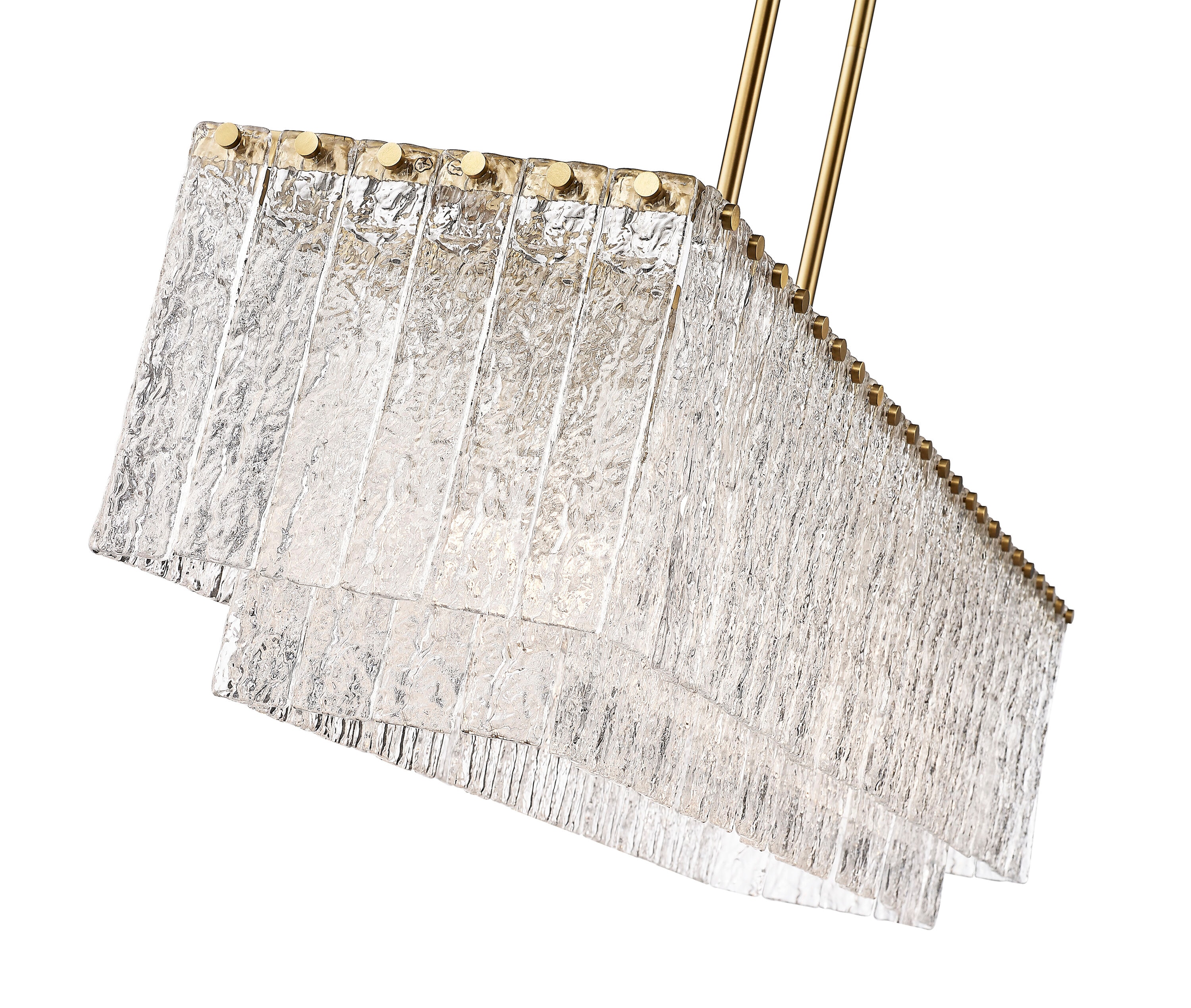 Modern Gold and Glass 5-Light Linear Chandelier
