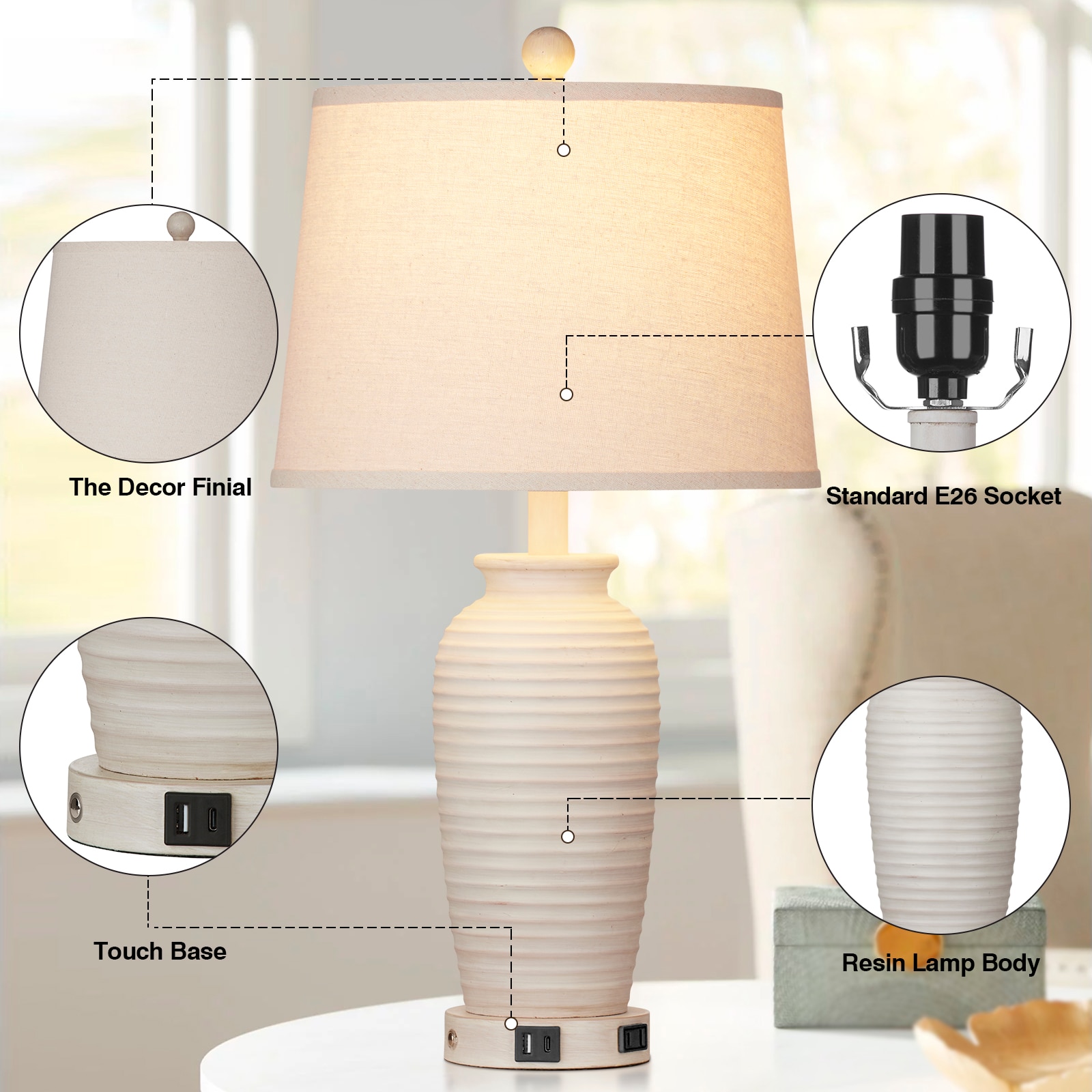 UrFurnishings TD-244 Table-Lamps - View #5