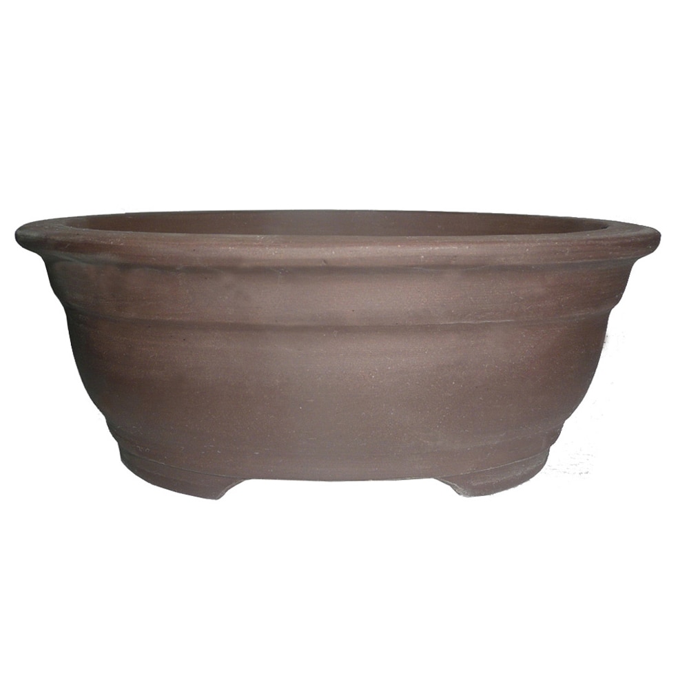 Brussel's Bonsai CUPO38-14 Round 4.4-in W Medium Brown Ceramic Indoor/Outdoor Planter with Drainage Holes