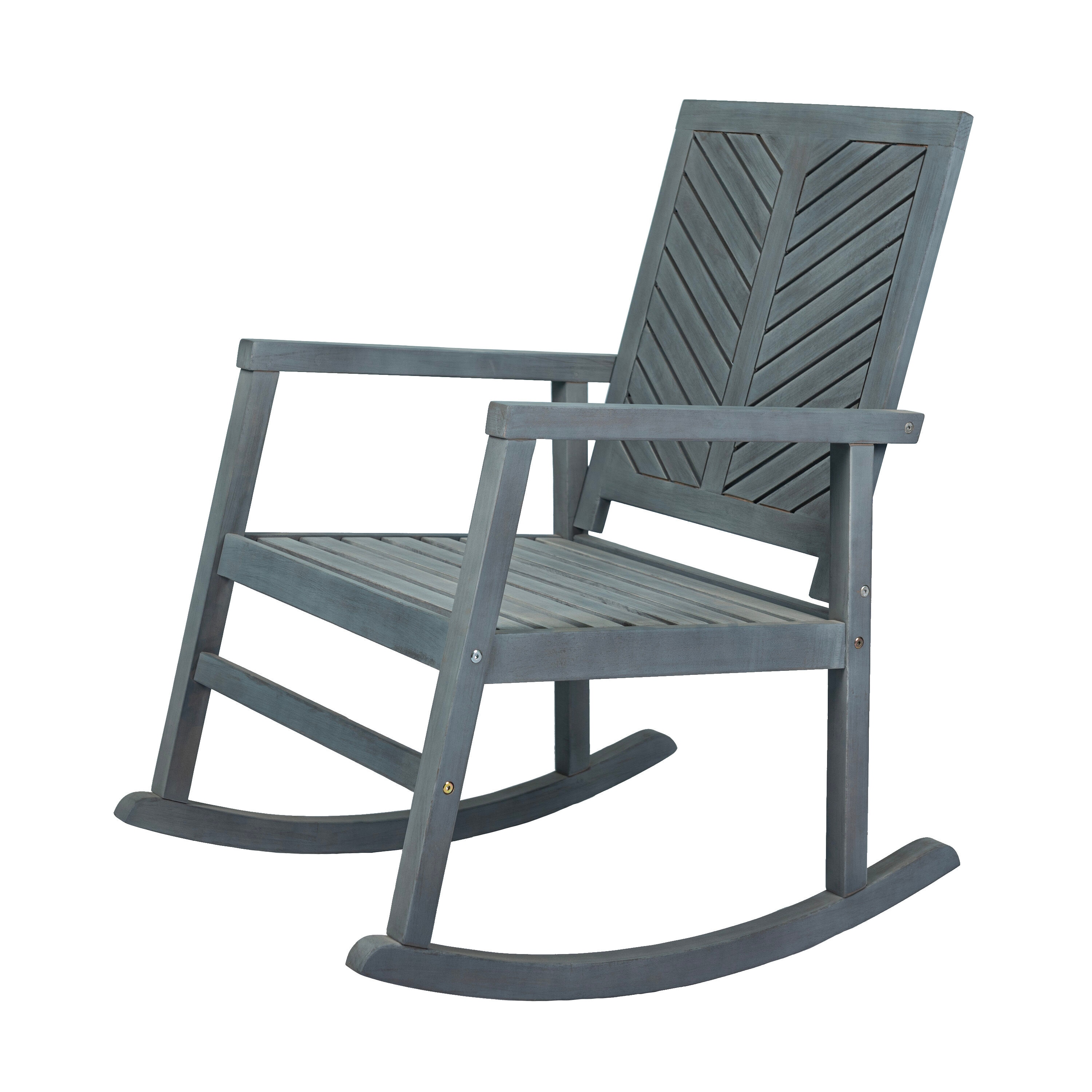 JONATHAN  Y RCK100B Ned Chevron-Back Farmhouse Classic Gray Wood Frame Rocking Chair with Solid Seat