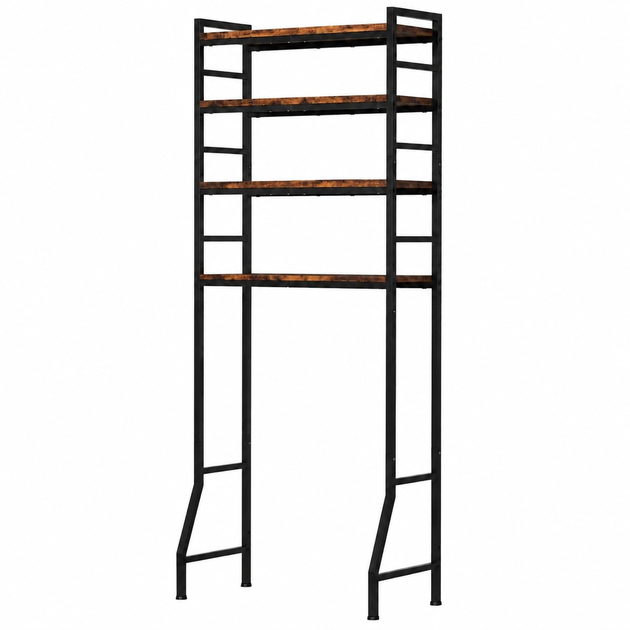 Aoibox  4 Tier Over Toilet Storage Rack with Adjustable Wooden Shelves and Removable Hooks for Bath Vintage
