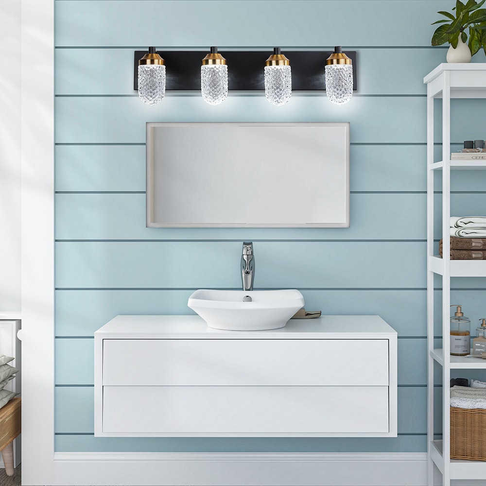 Sunrinx DD-29-CDL 24.8-in 4 -Light Black Integrated LED Vintage Vanity light