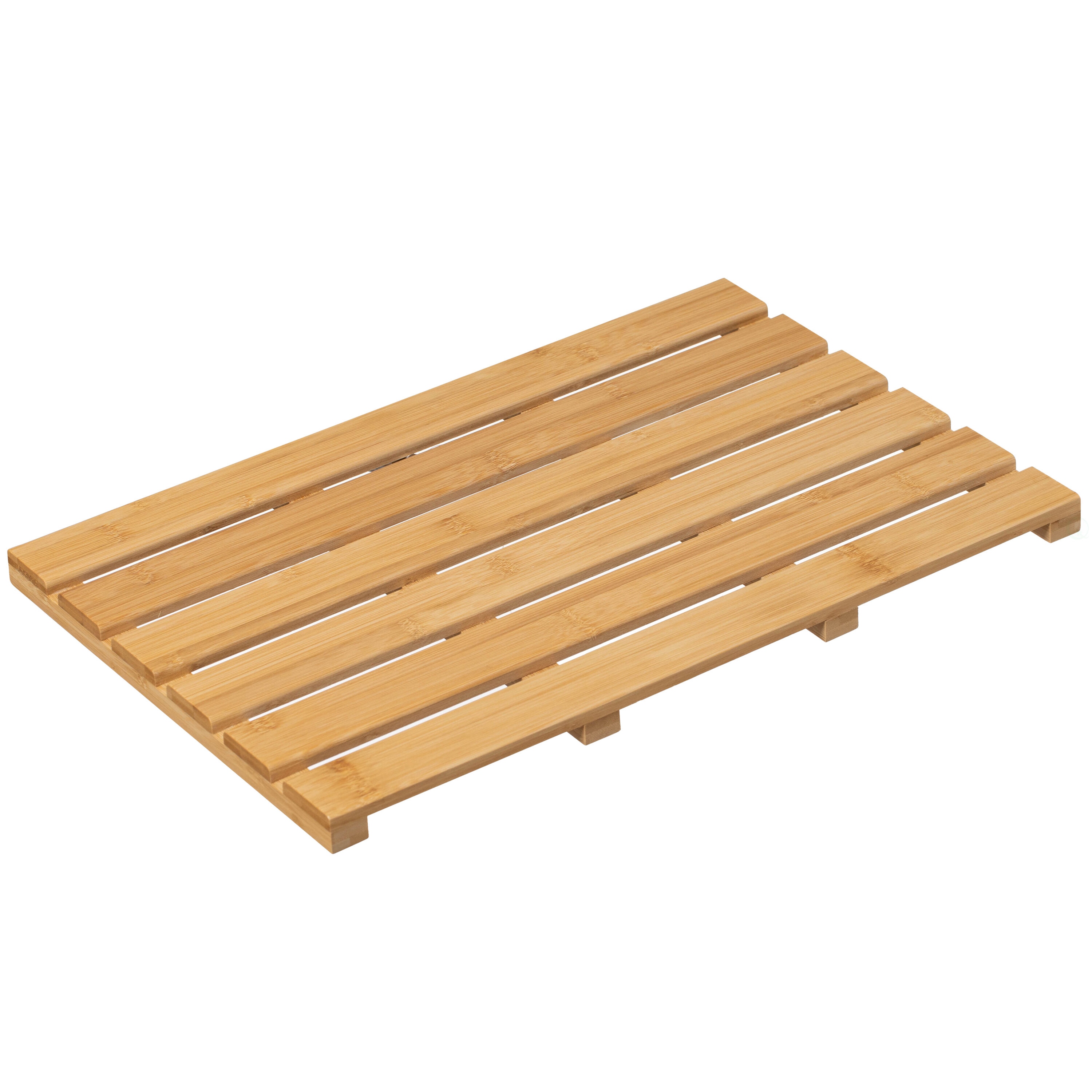Basicwise QI004764 21.25-in x 14.25-in Brown Wood Bath mat