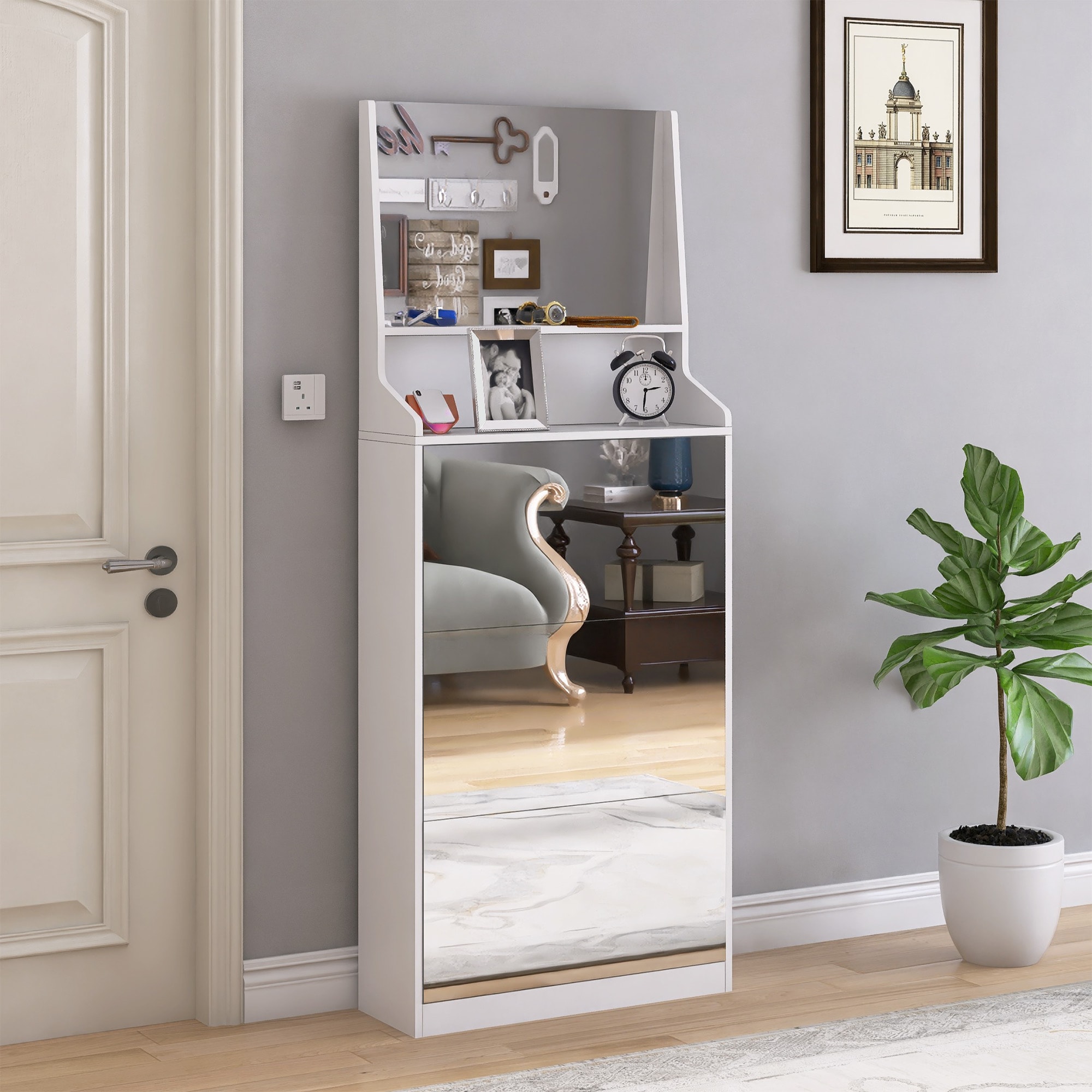 Lycvki SC-33 6.5-in H 3 Tier 14 pair White MDF Shoe cabinet