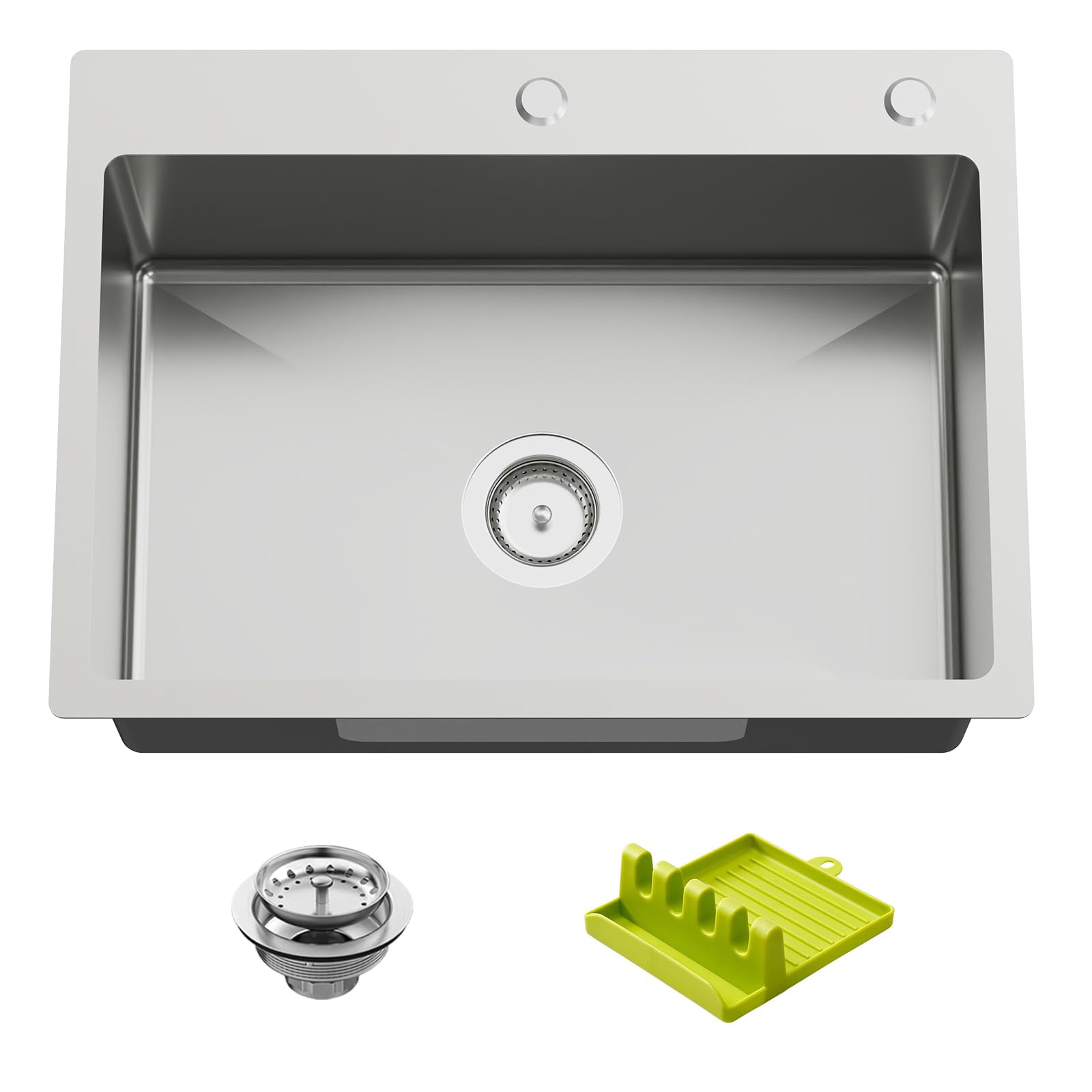 Aoibox  25 in Drop In Single Bowl 11 Gauge Stainless Steel Bar and Kitchen Sink with Spoon Rest and Drain Strainer