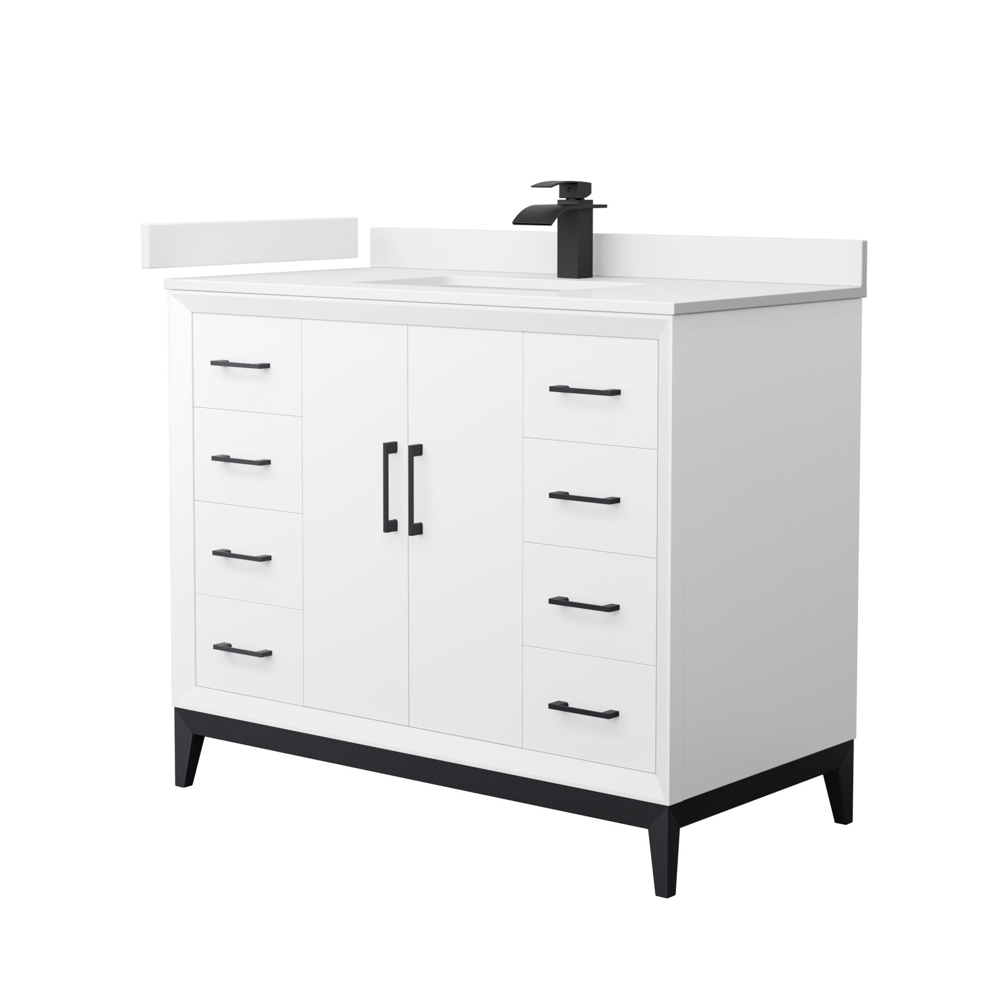 Wyndham Collection WCH818142SWBWCUNSMXX Amici 42-in White Undermount Single Sink Bathroom Vanity with White Cultured Marble Top