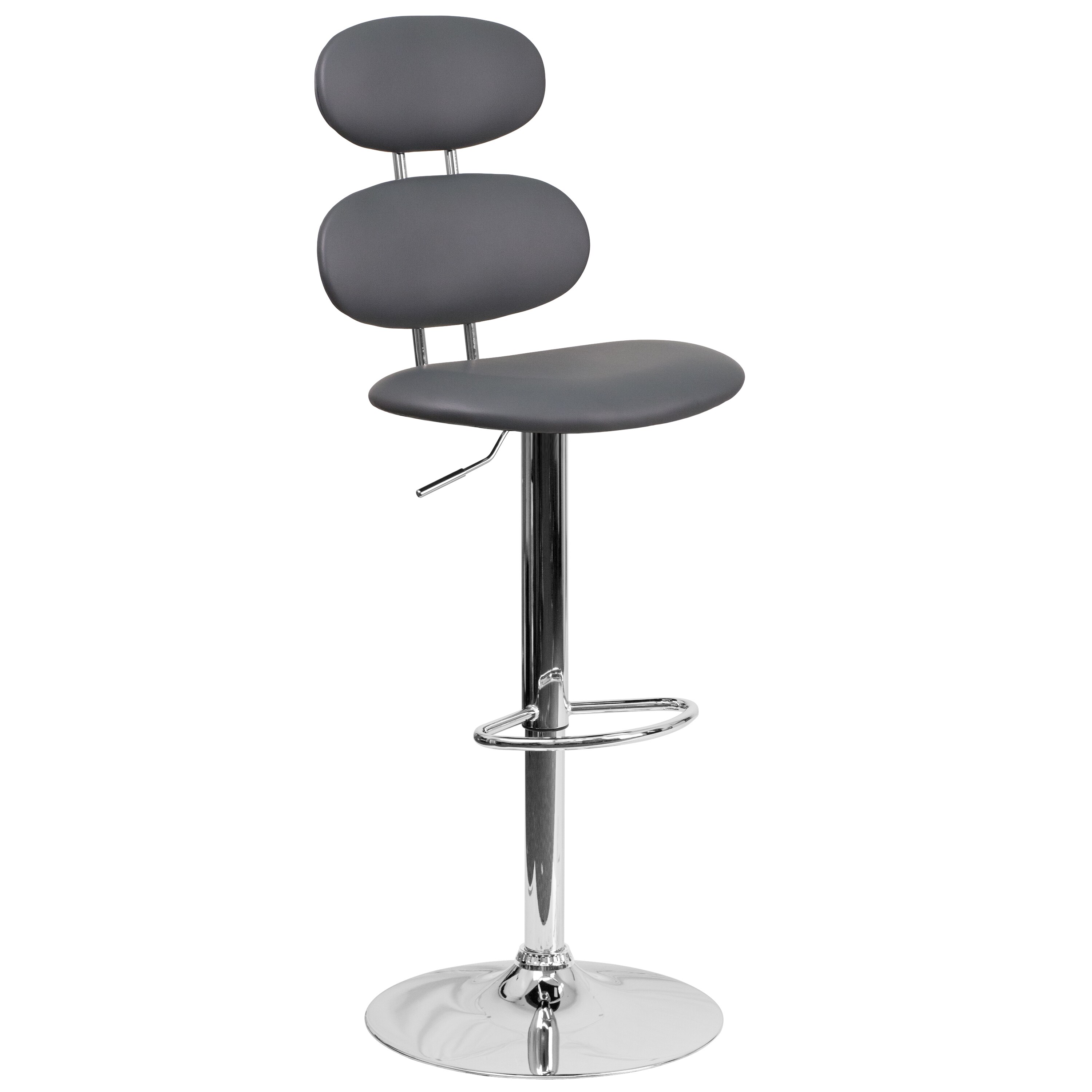 Flash Furniture 889142047964 Gray 32-in H Adjustable height Upholstered Swivel Metal Bar Stool Back