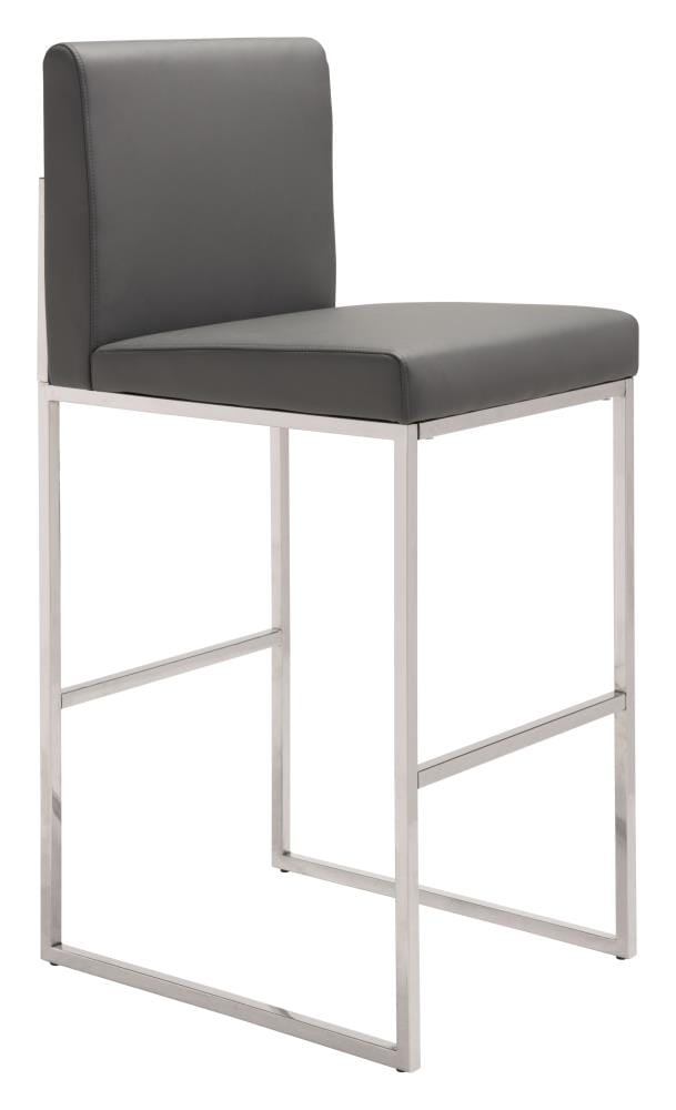 Zuo Modern 100643 Genoa Gray 30.7-in H Bar height Upholstered Metal Bar Stool Back