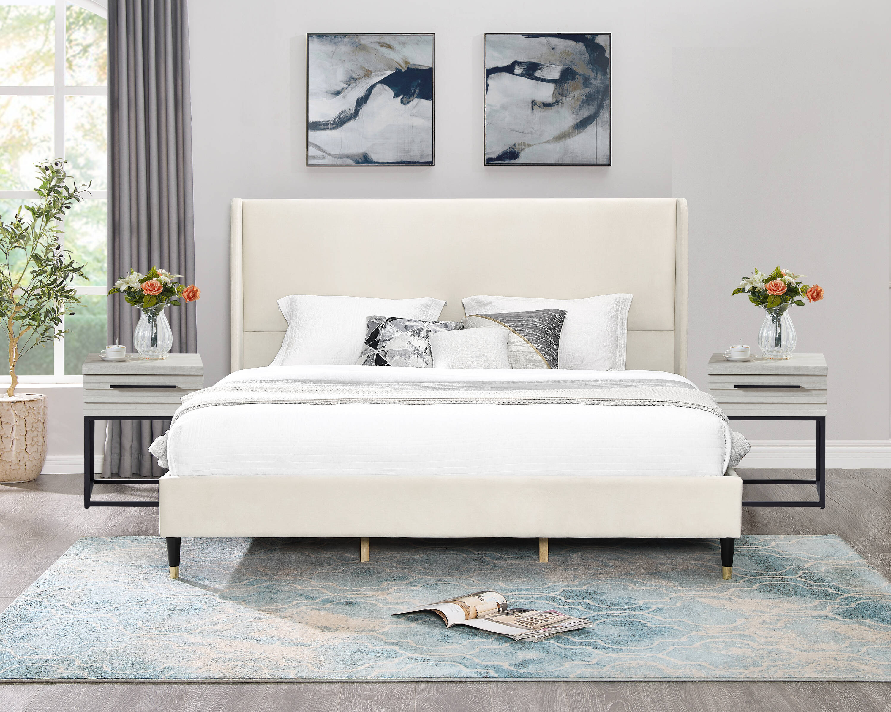 Roundhill Furniture - Arles Beige King Bedroom Set