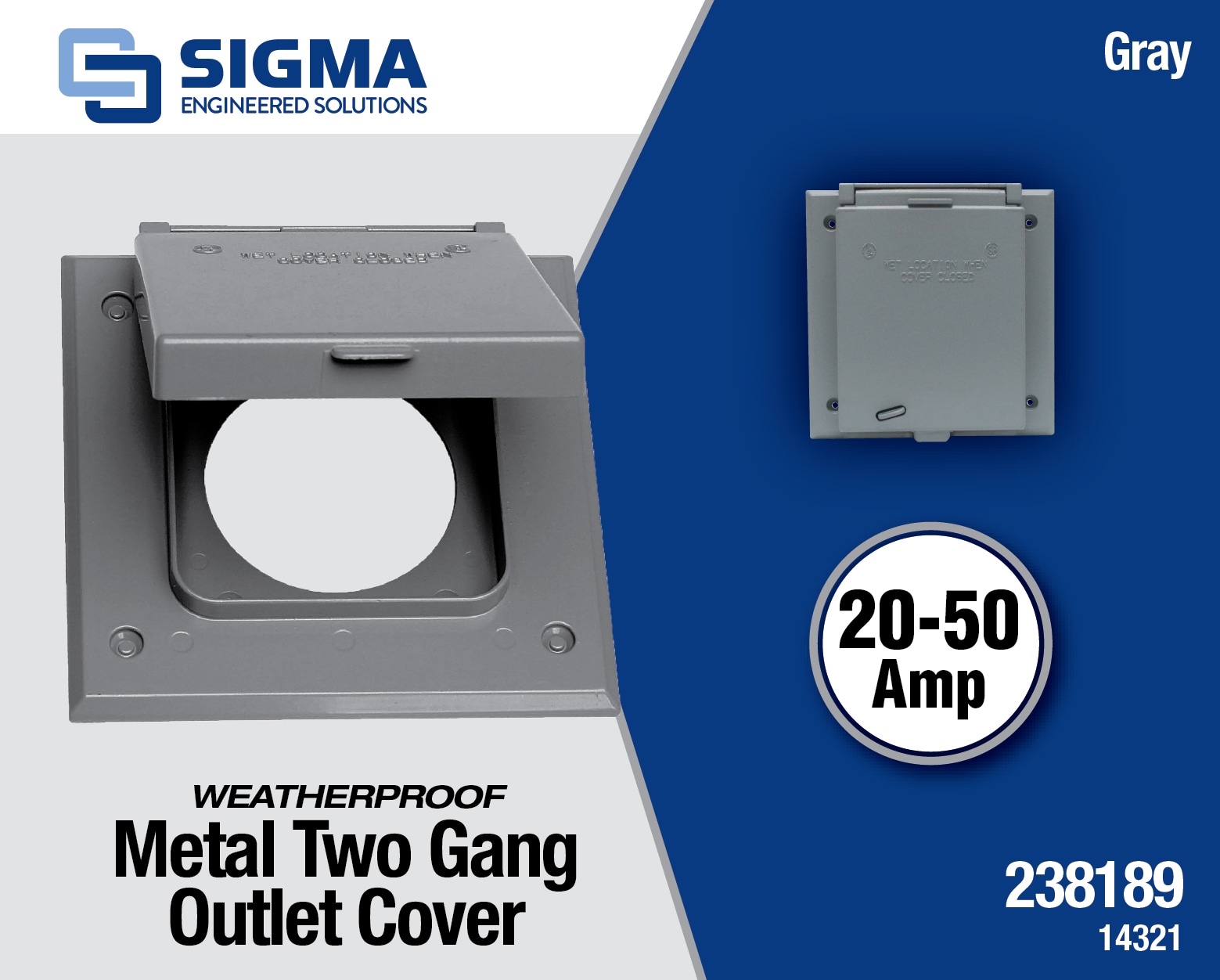 Sigma Engineered Solutions 2-Gang Square Metal Weatherproof