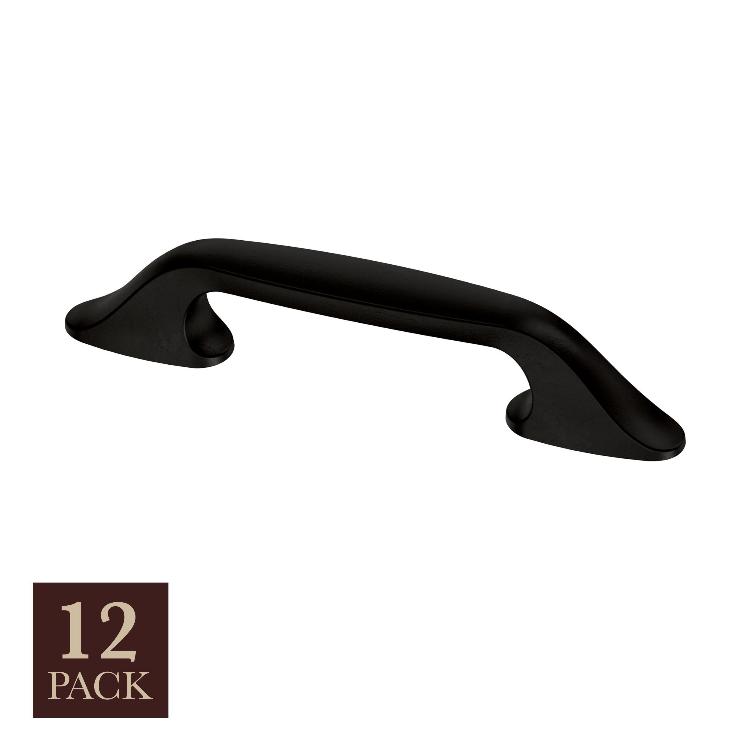 allen + roth P47197W-FB-KT Tybalt 3-in or 3-3/4-in , 76mm or 96mm Center to Center Matte Black Dual Mount Arch Handle 12 -Pack