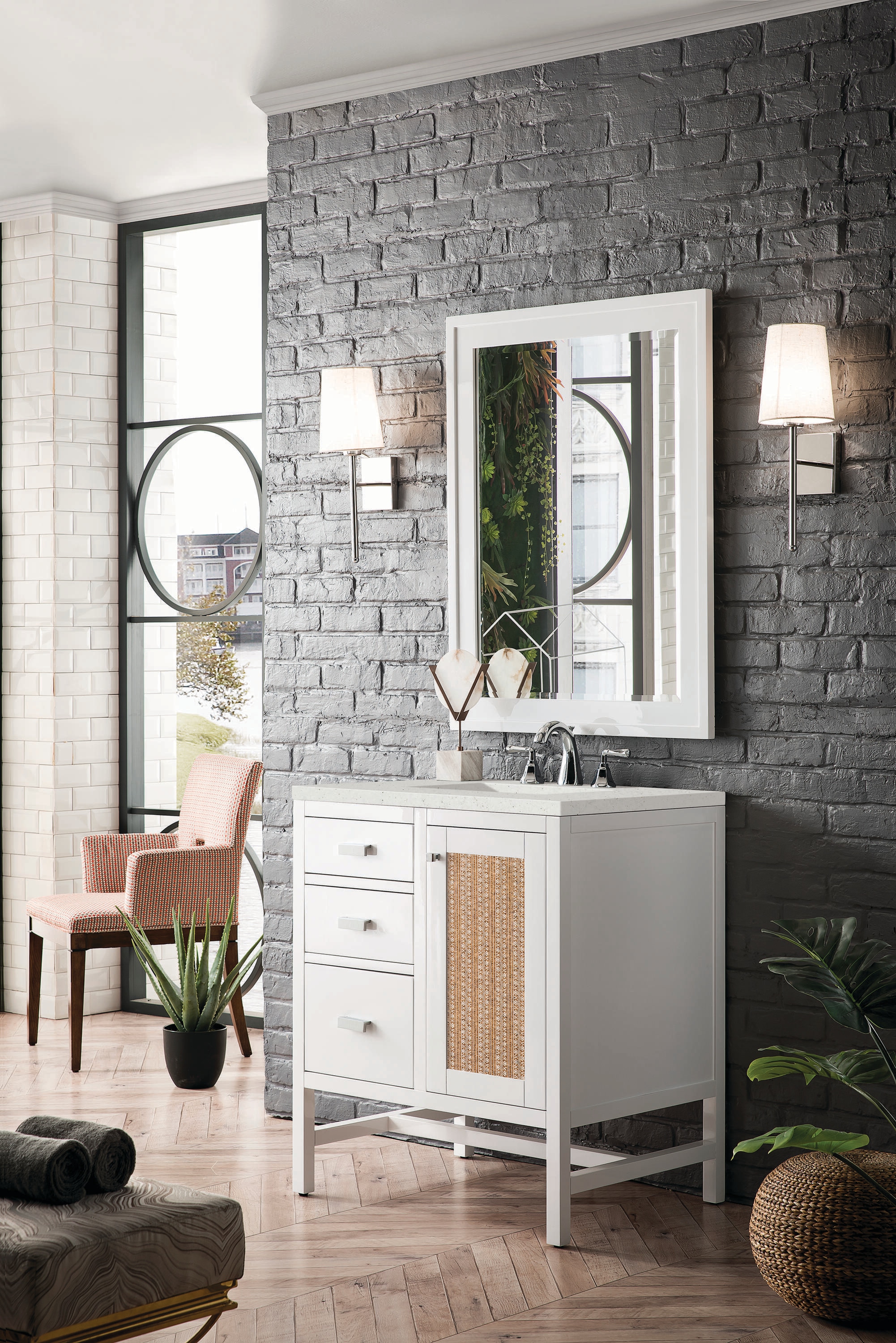 Glossy White Plywood Single Freestanding Bathroom Vanity