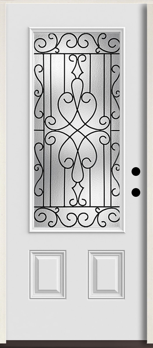RELIABILT LO964134 Wyngate 36-in x 80-in x 4-5/8-in Fiberglass 3/4 lite Left-hand inswing Arctic White Paint Painted Prehung Front Door Insulating core