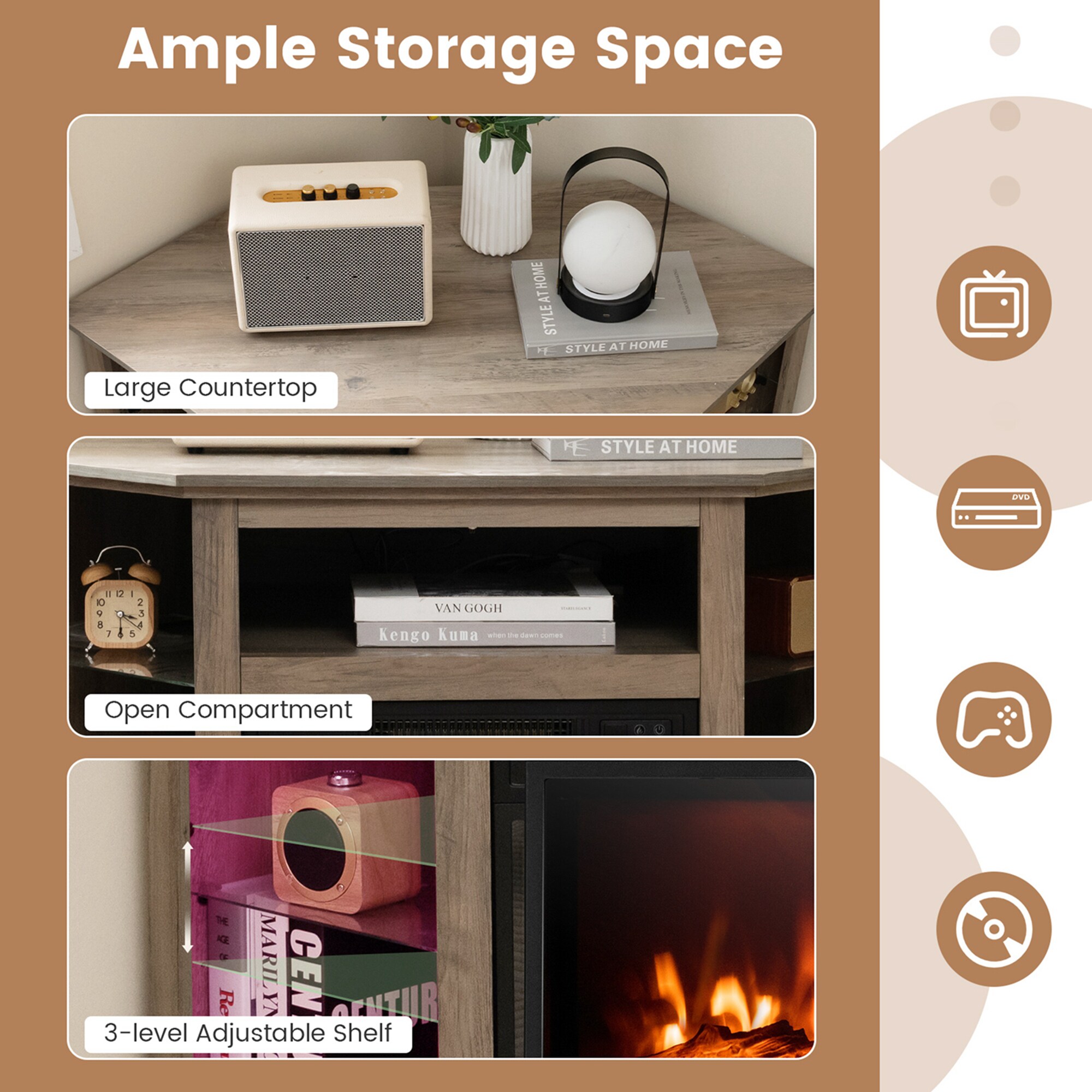 Costway SWL00025 Electric-Fireplaces - View #7