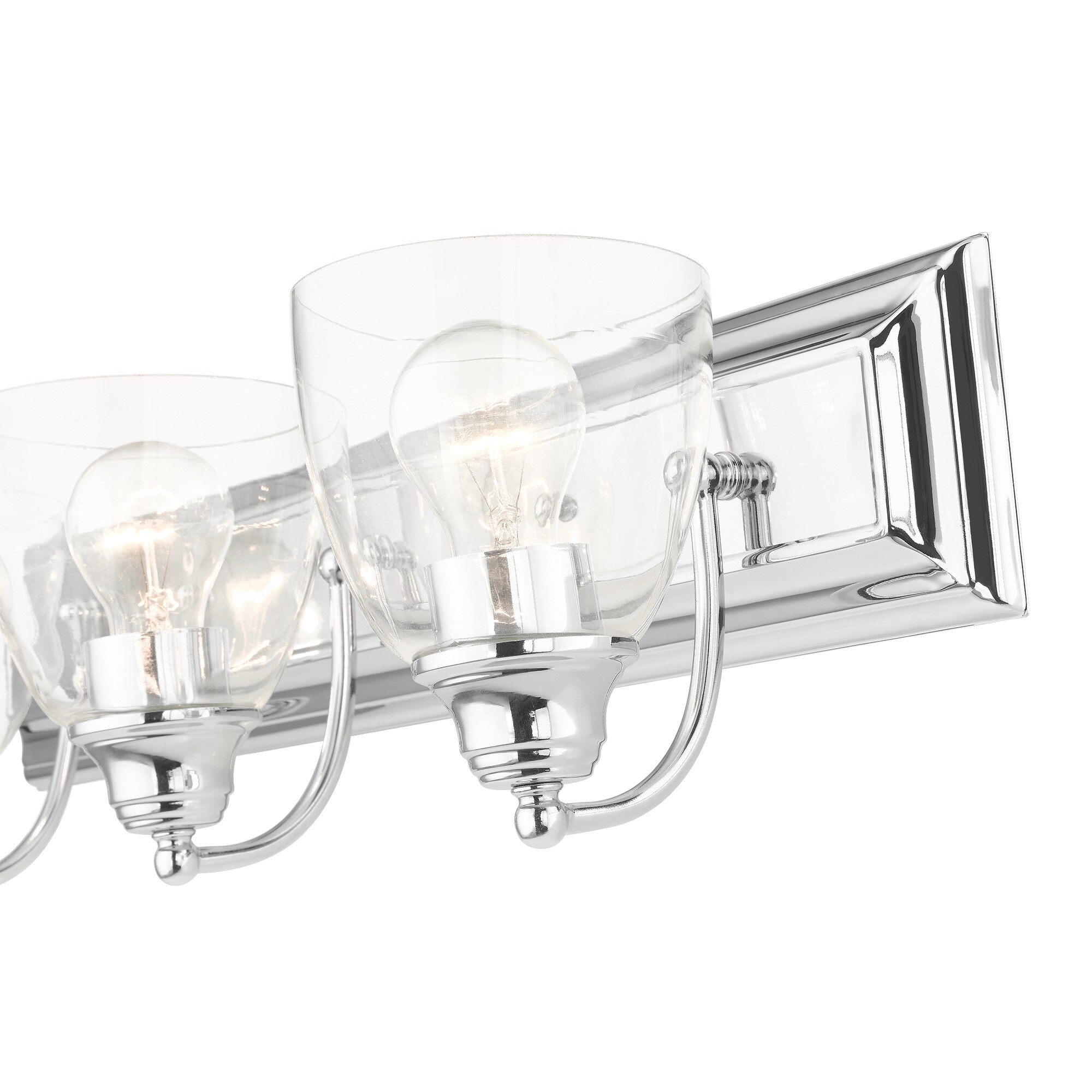 Elegant Polished Chrome 3-Light Vanity Sconce with Hand Blown Glass Shades