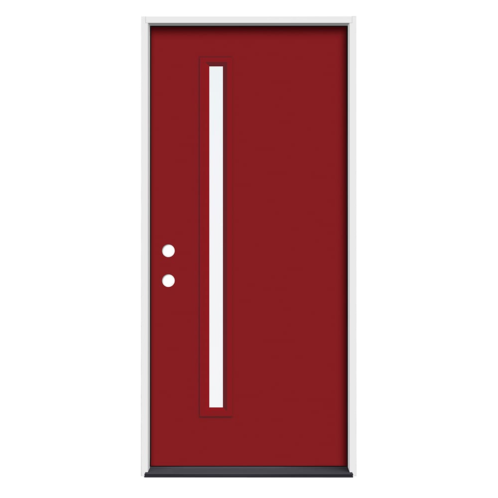 RELIABILT ABS614809 36-in x 80-in x Fiberglass Pulse lite Right-hand inswing Cranberry Painted Prehung Front Door Insulating core