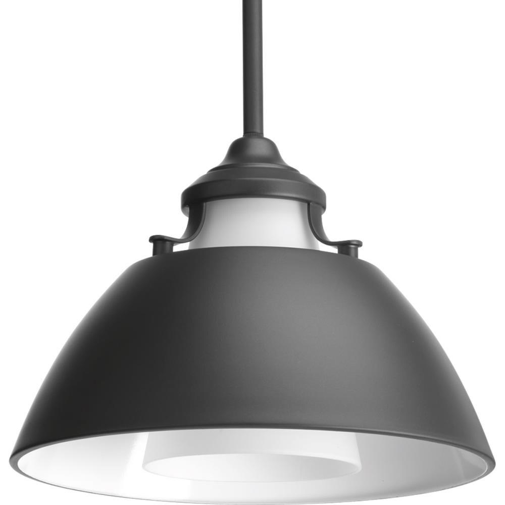 Progress Lighting P500013-143 Carbon 1 -Light Graphite Modern/contemporary Etched glass Dome Medium Hanging Pendant light