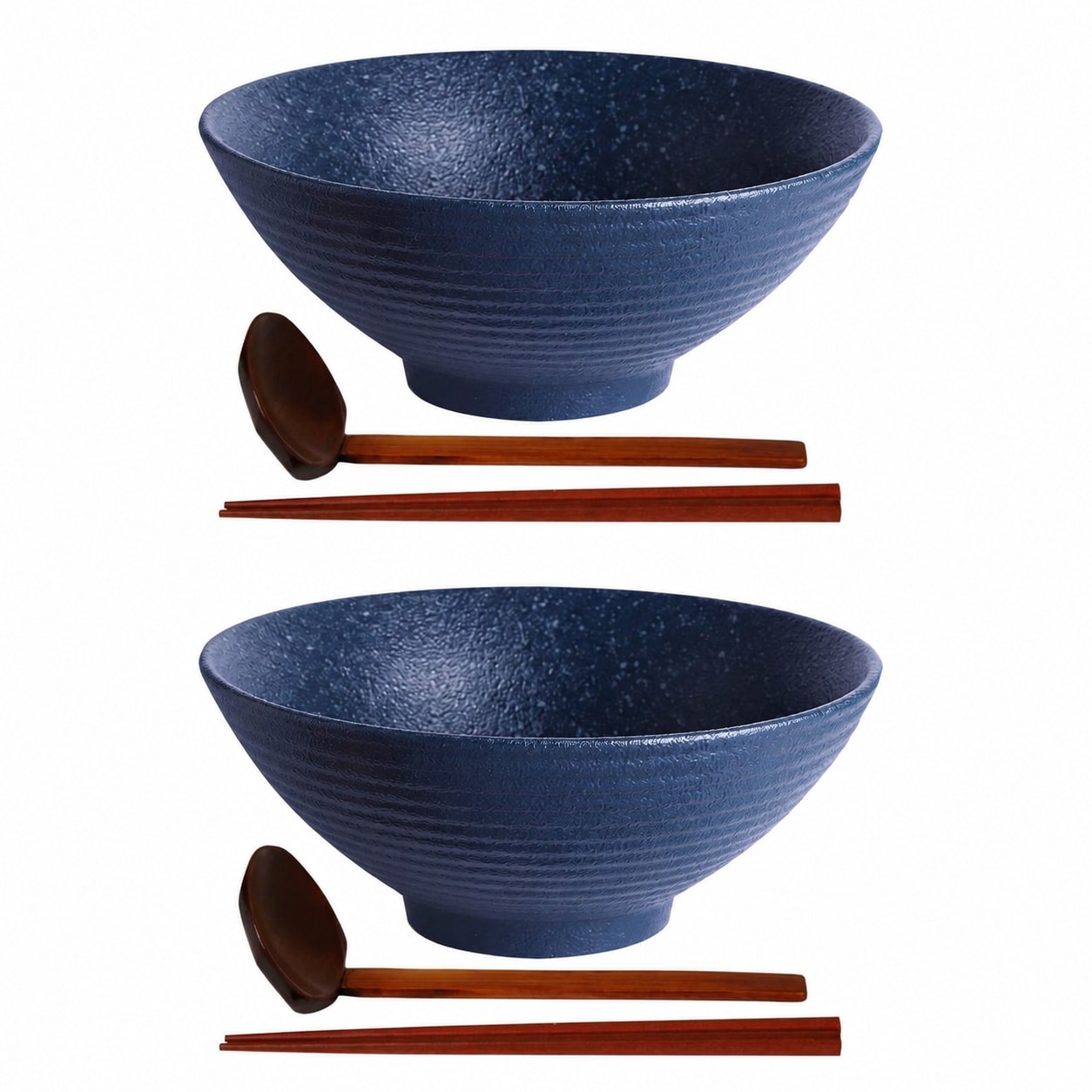 Aoibox  60 fl oz Navy Ceramic Ramen Noodle Soup Bowl with Wood Spoons and Chopsticks Set of 2 9 x 2 2 x 2 2 in