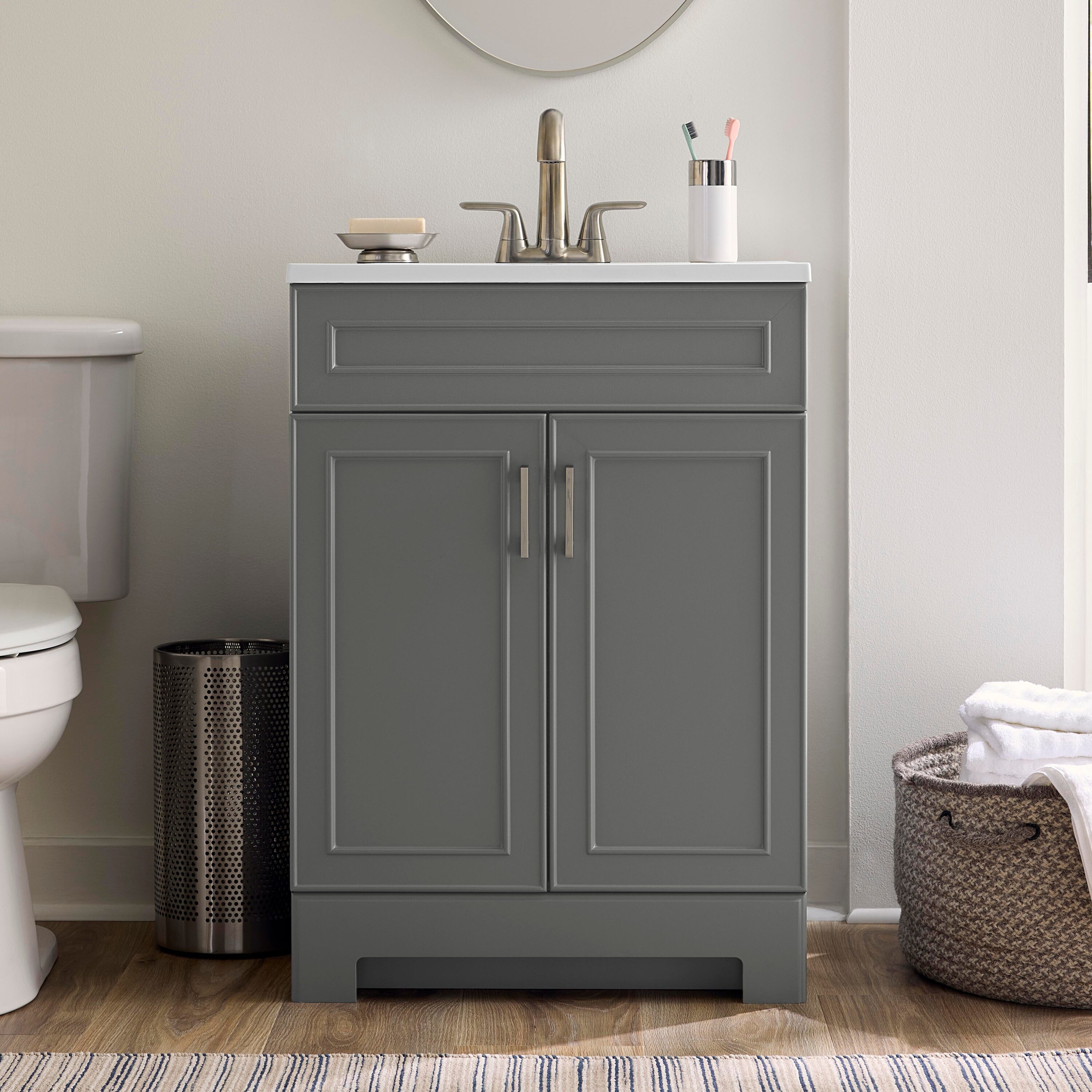Style Selections Esterbrook Single Sink Bathroom Vanity with White Cultured Marble Top (Fully Assembled)