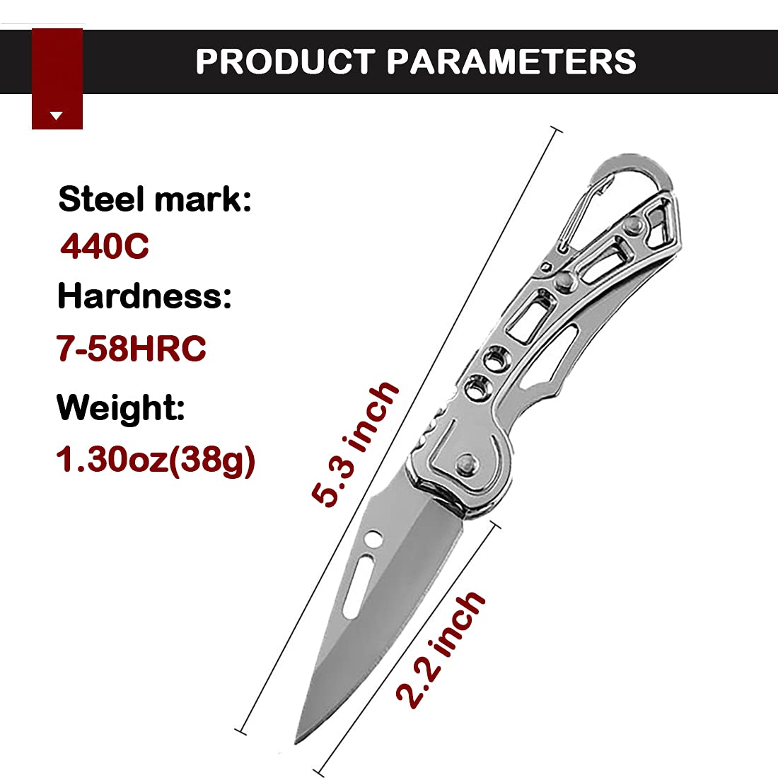 Etokfoks 2 2 in stainless steel 440C drop point plain edge folding ...