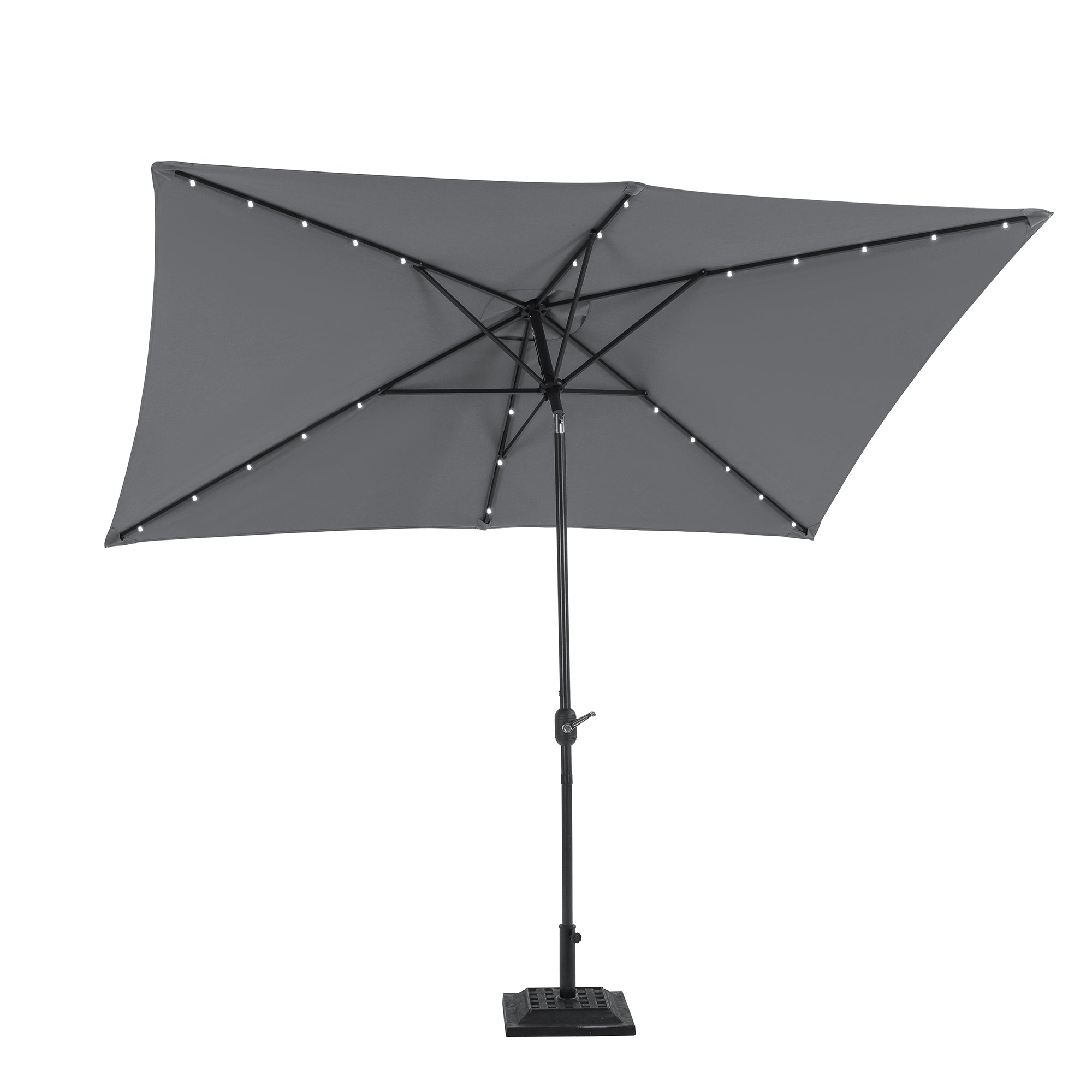 Boyel Living BL-OD011LEDGY 10 ft. x 6.5 ft. Rectangular Lighted Market Umbrella with Waterproof and UV Resistant in Gray