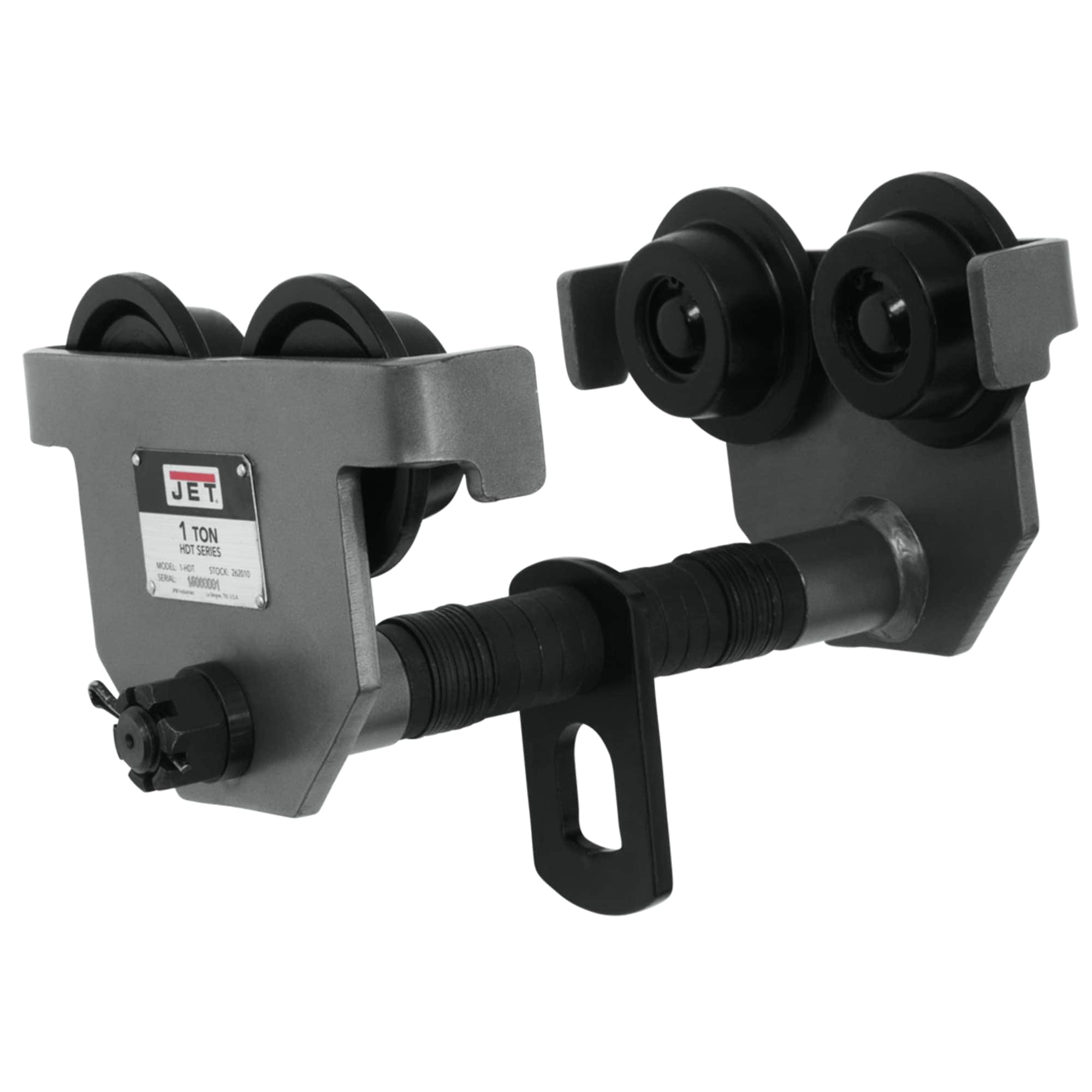 Jet 91855 1-HDT 1 Ton Steel Frame Manual Trolley with Bumper Guards and Spacer Washers