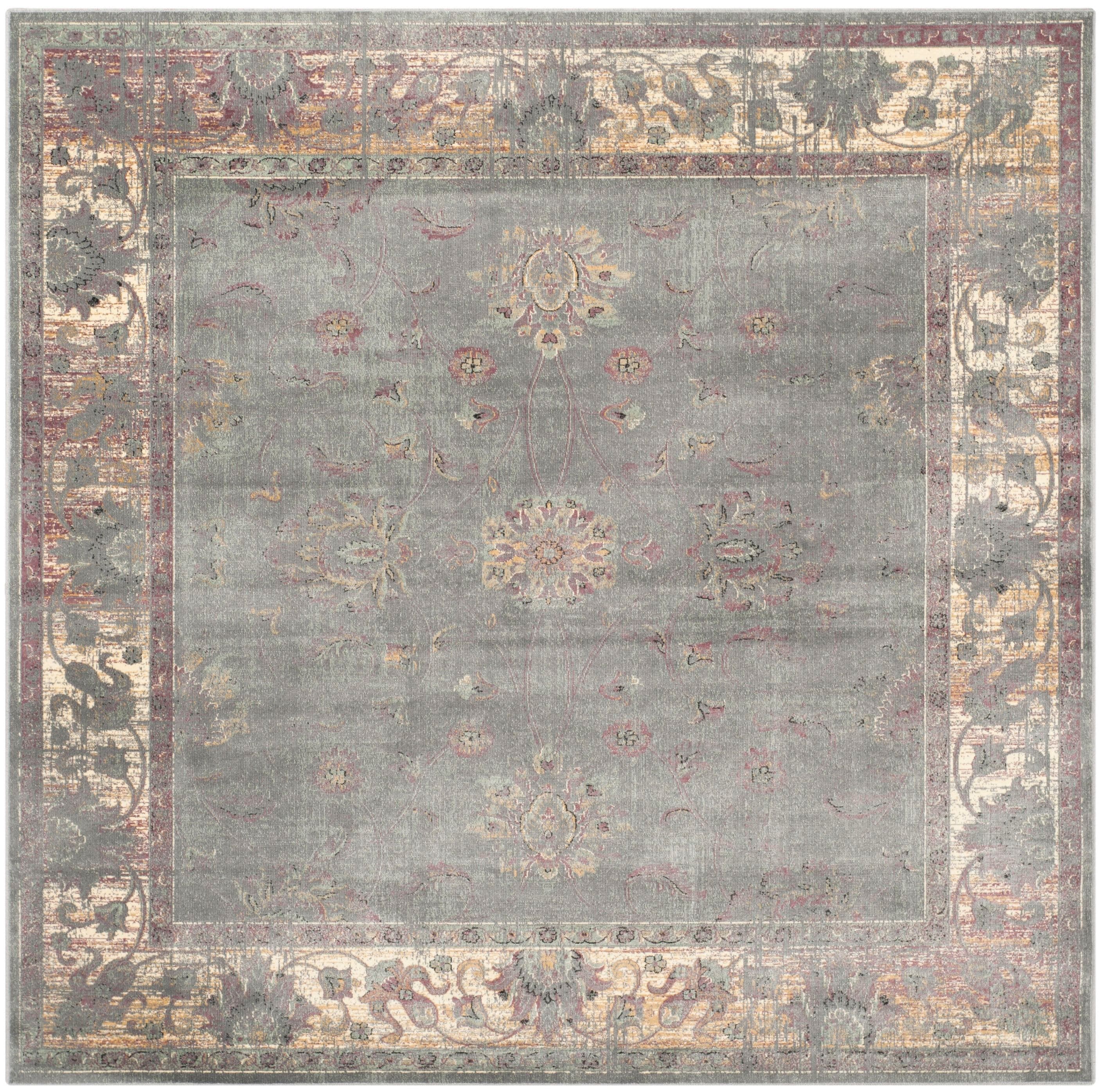 Safavieh VTG117-2770-6SQ Vintage Mosed 6 x 6 (ft) Loomed Synthetic Gray/Multi Square Indoor Distressed/Overdyed Vintage Area rug