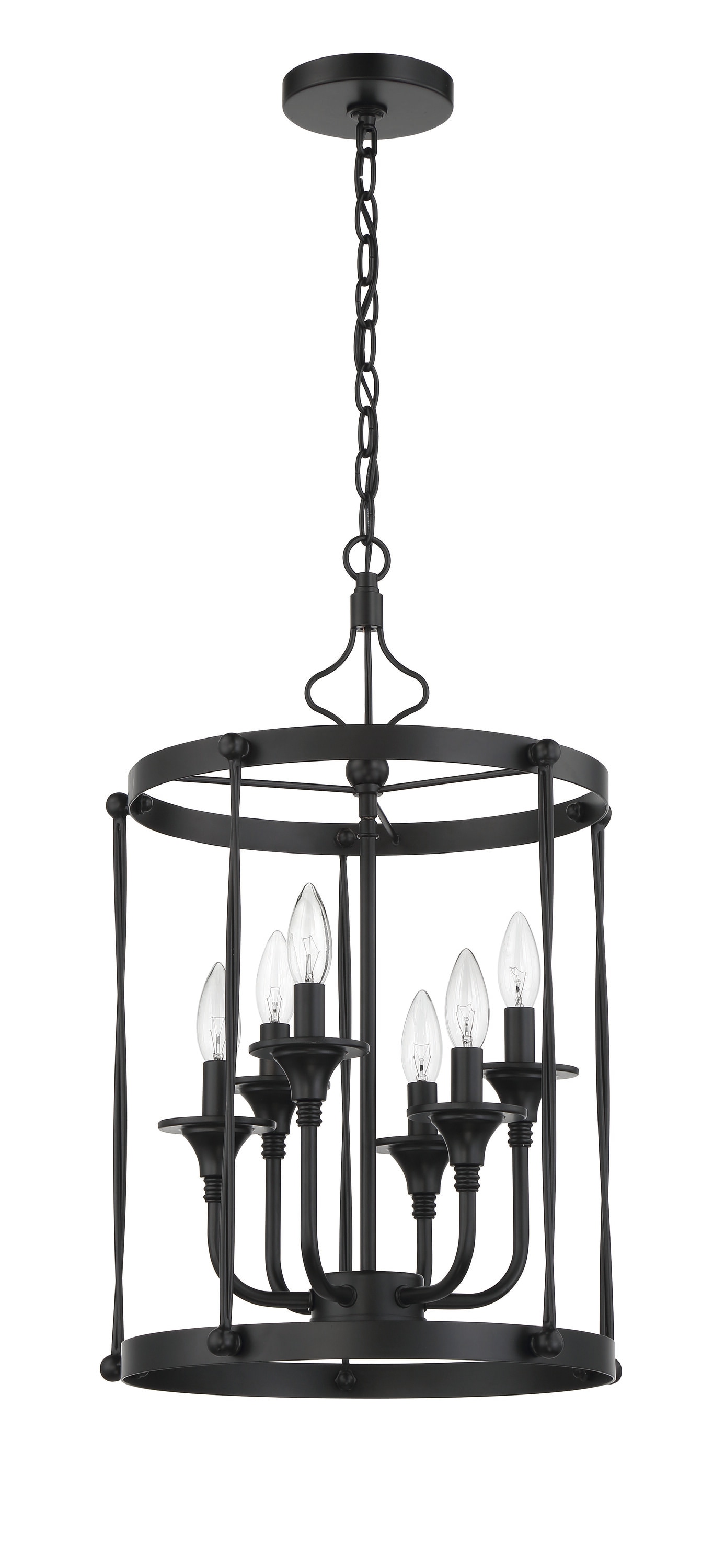 Craftmade 57036-FB Jolenne 6 -Light Flat Black Traditional Cylinder Medium Hanging Pendant light